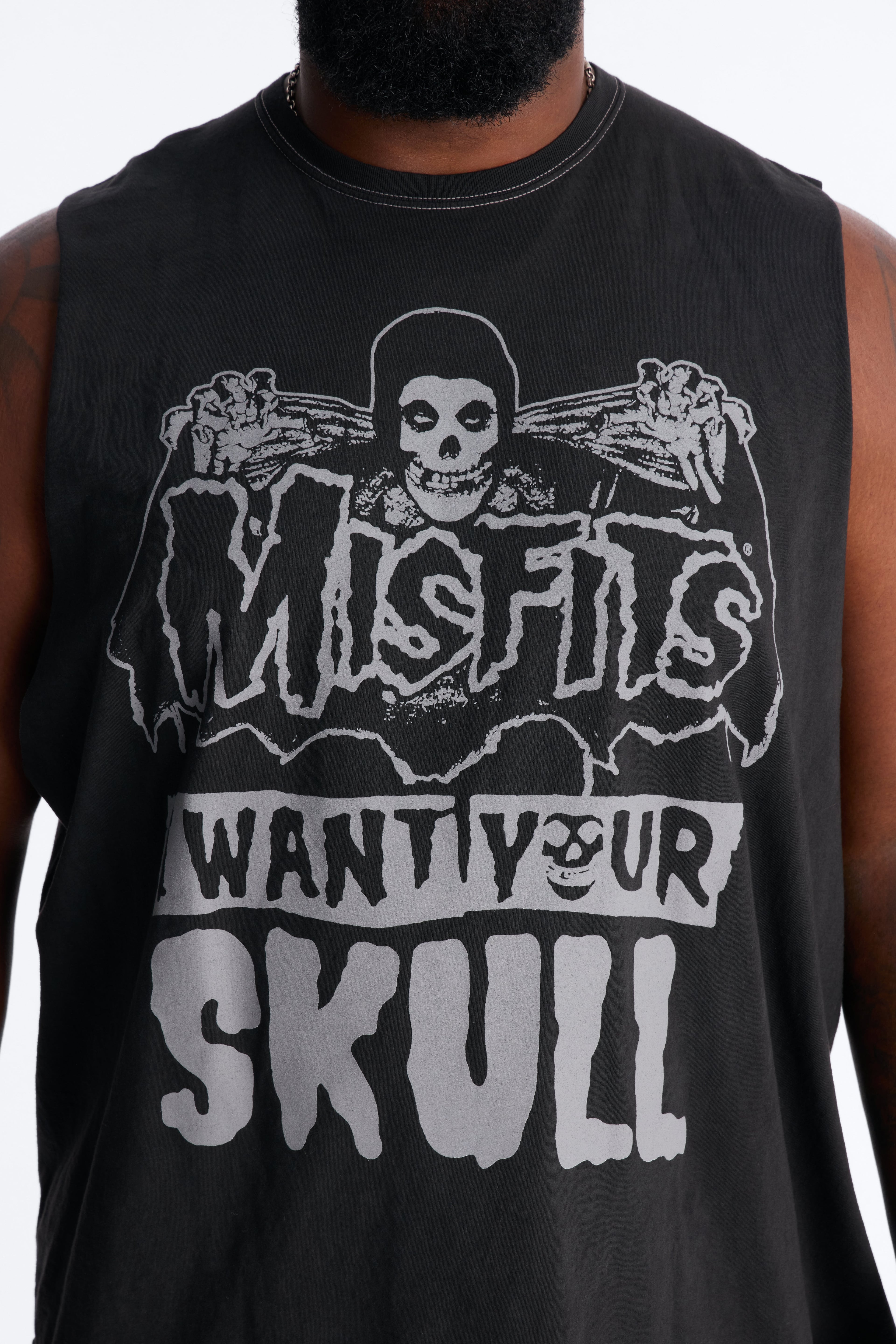 Misfits Skull Vintage Muscle Tee - BlackWash image 4
