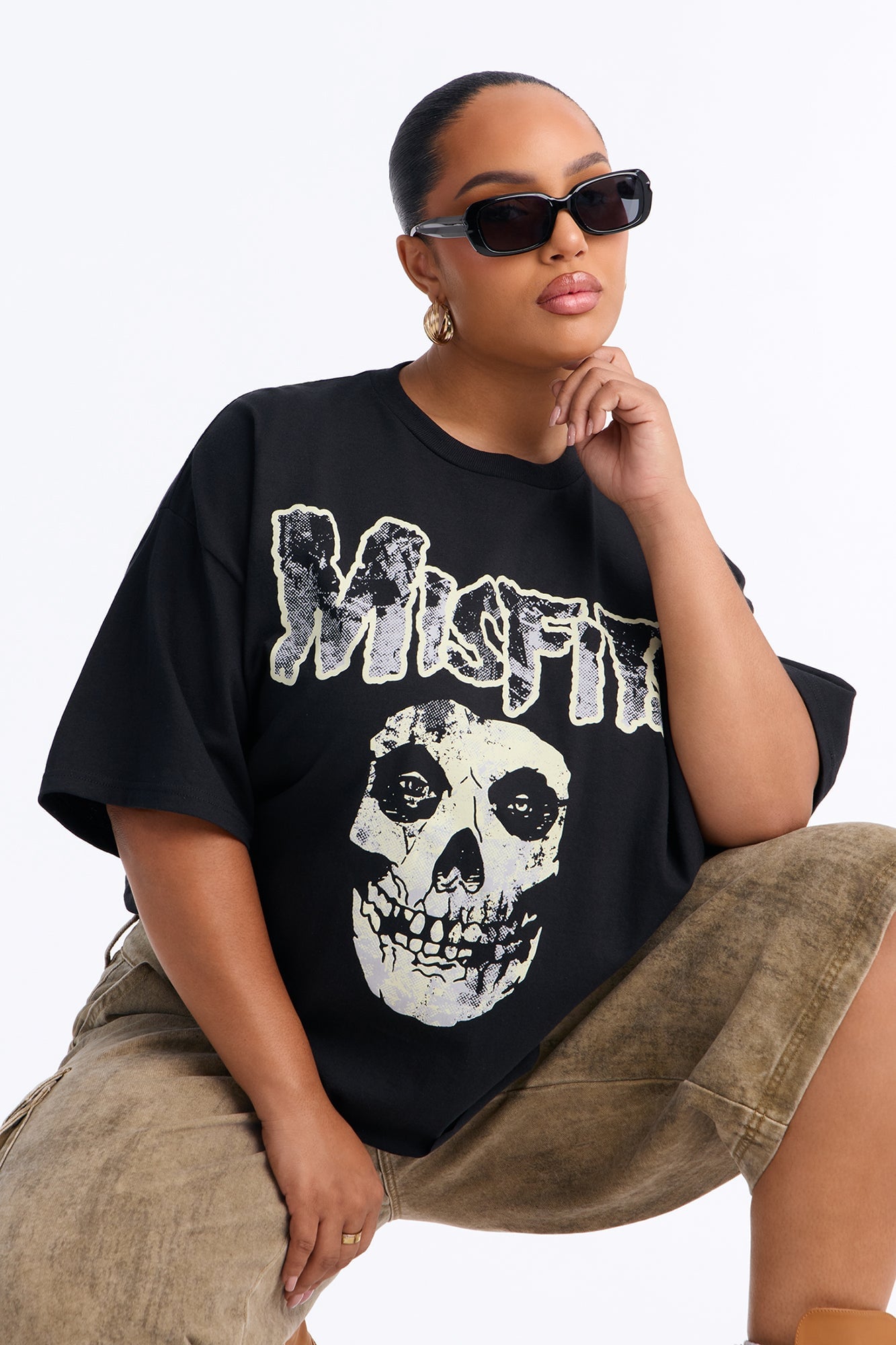 Misfits Iconic Logo Oversized Tee - Black image 1