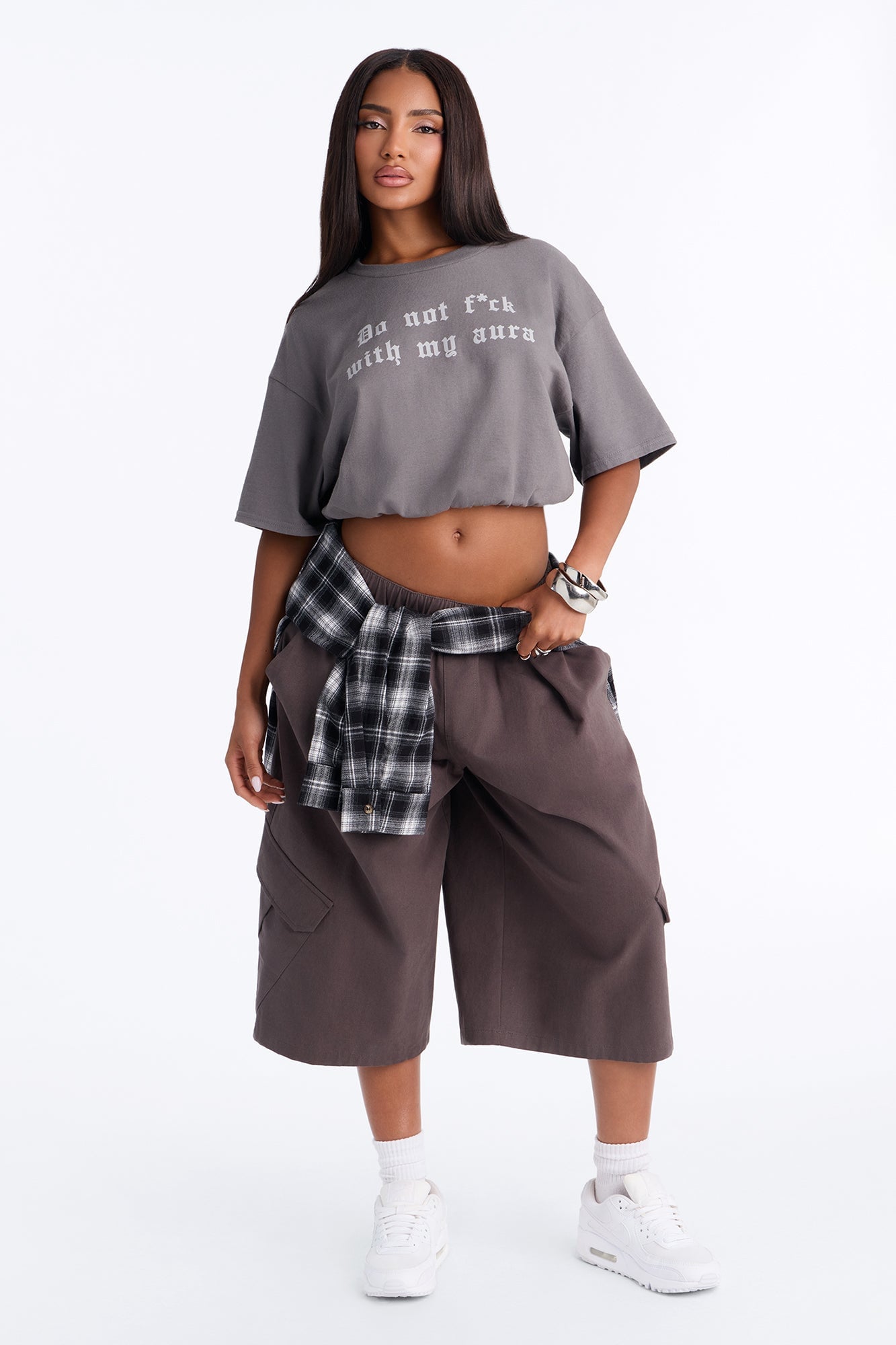 Protect Your Aura Cropped Tee - Charcoal image 6