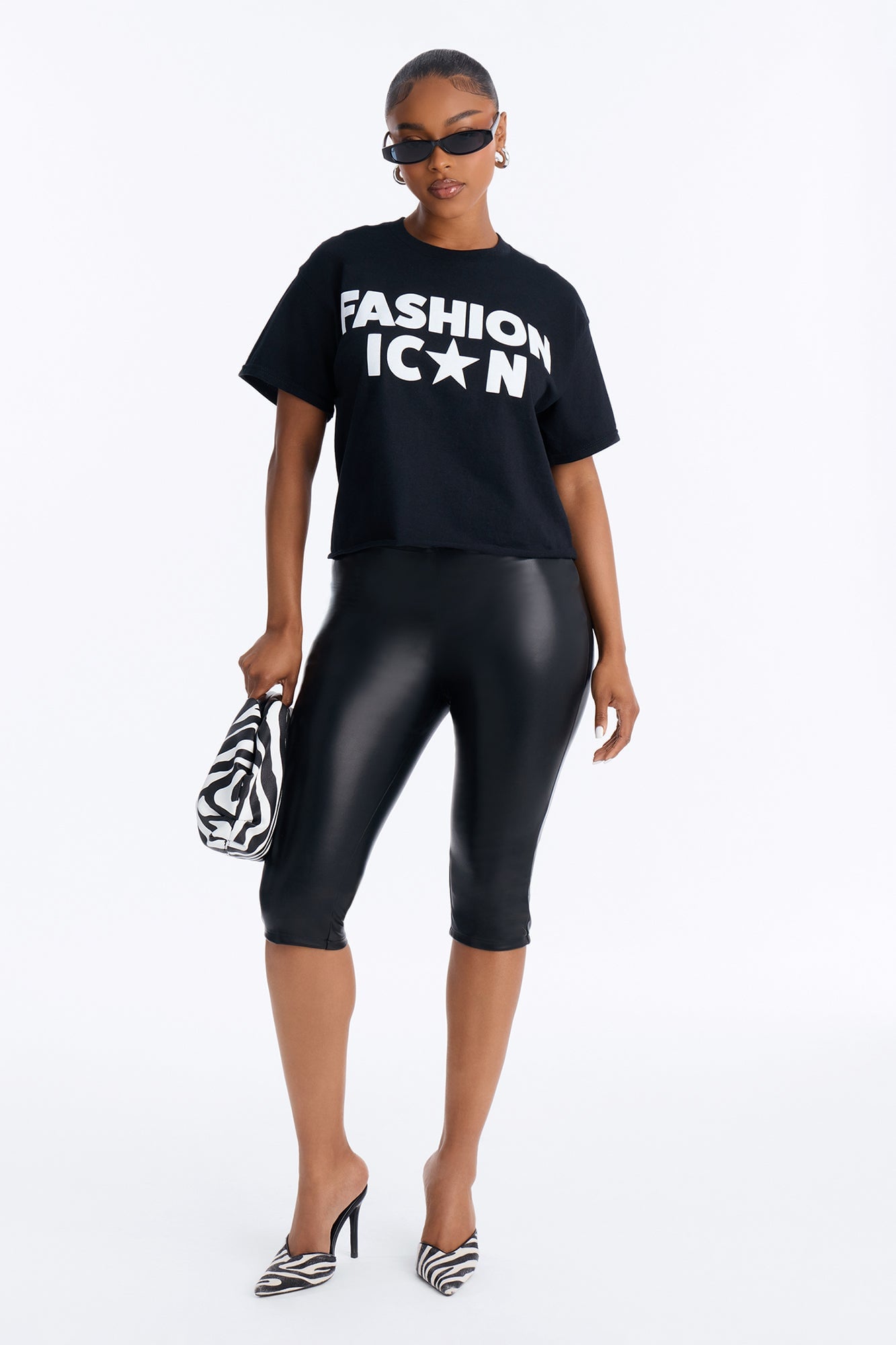 Fashion Icon Statement Raw Hem Tee - Black image 6