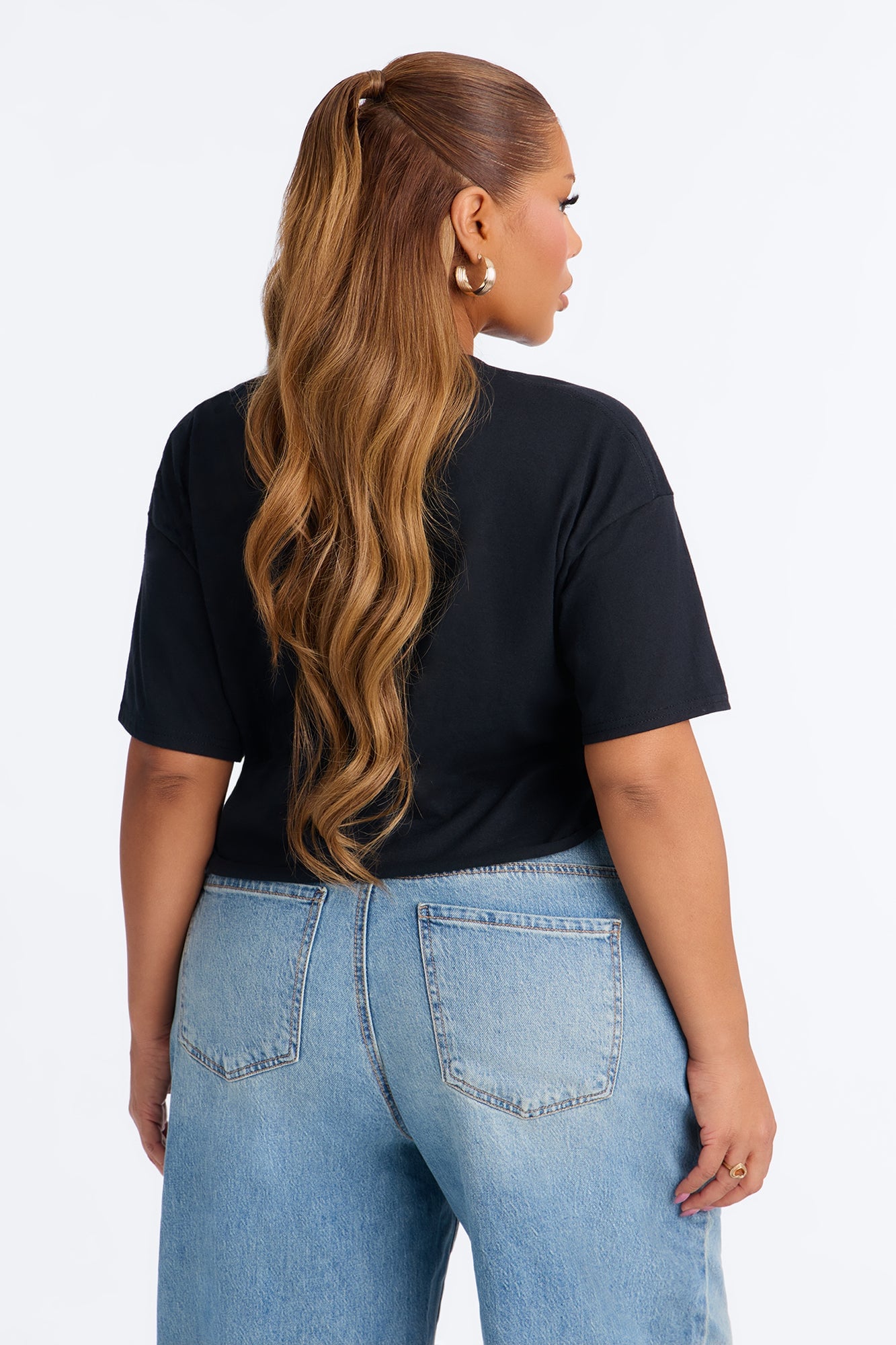 Fashion Icon Statement Raw Hem Tee - Black image 3
