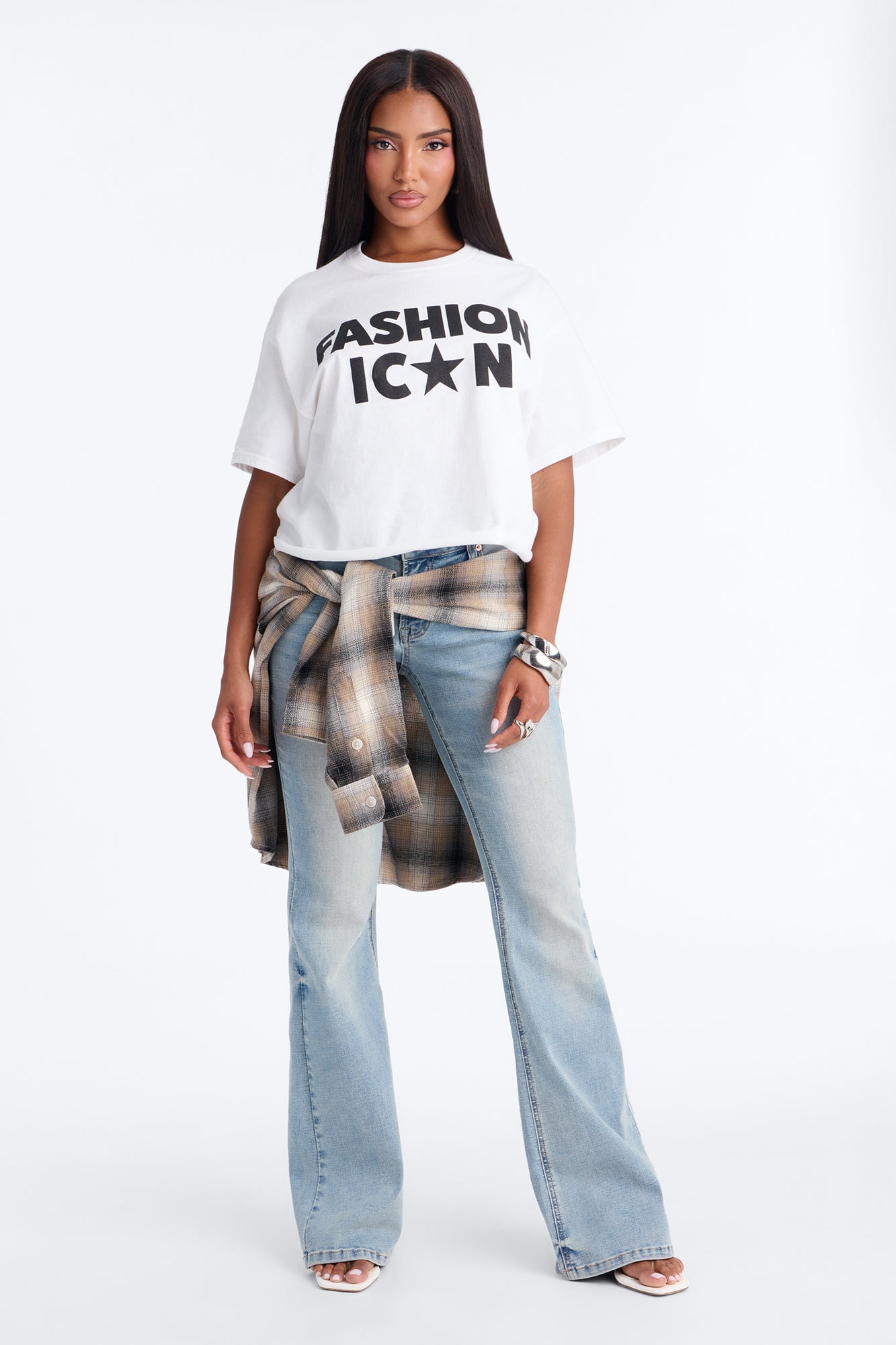 Fashion Icon Statement Raw Hem Tee - White image 6