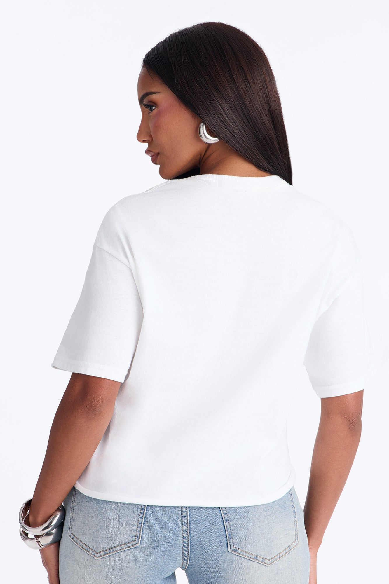 Fashion Icon Statement Raw Hem Tee - White image 7