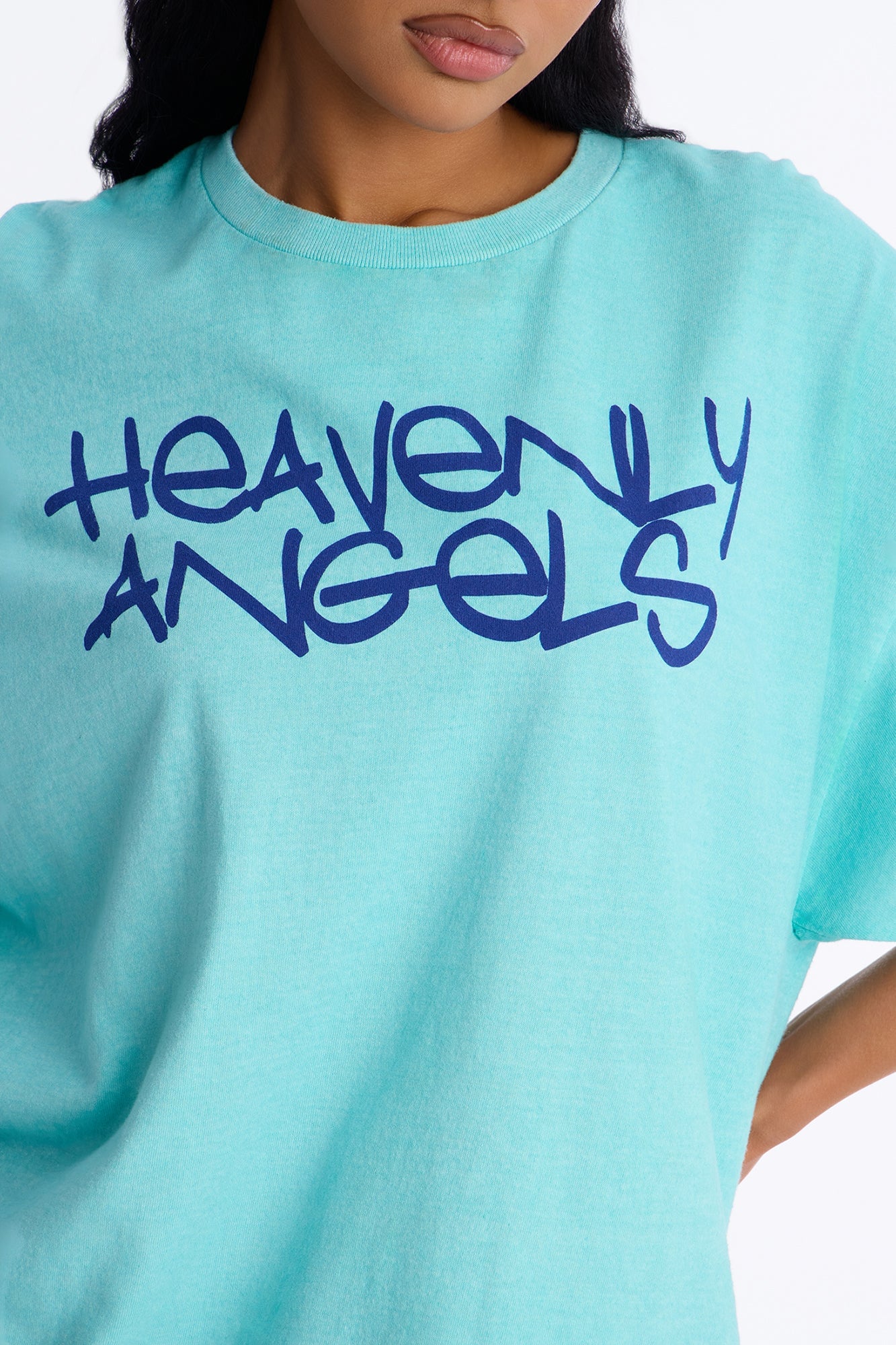 Heavenly Angels Washed Oversized Tee - Aqua image 3