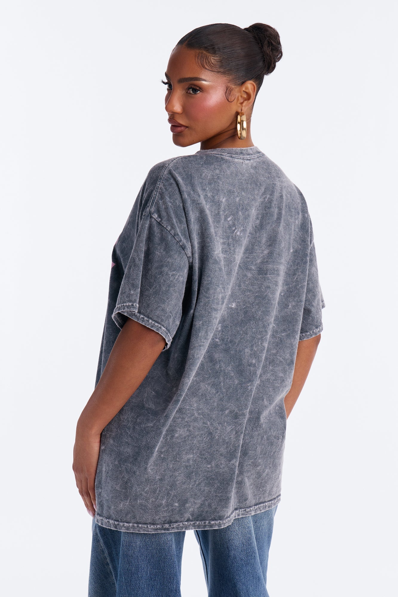 Good Vibes Only Washed Oversized Tee - Charcoal image 8