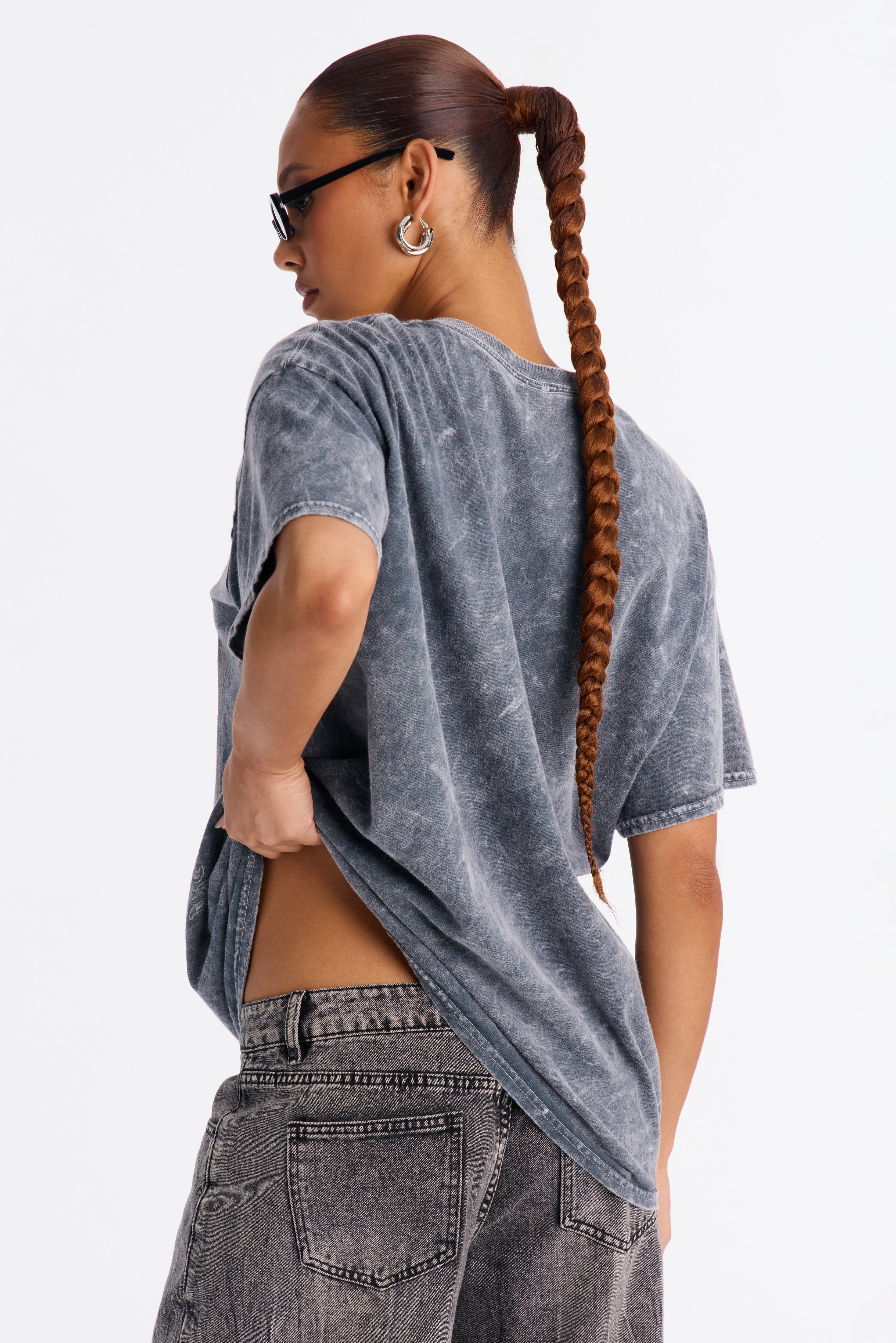 LA Sparkle Oversized Washed Tee - Charcoal image 7