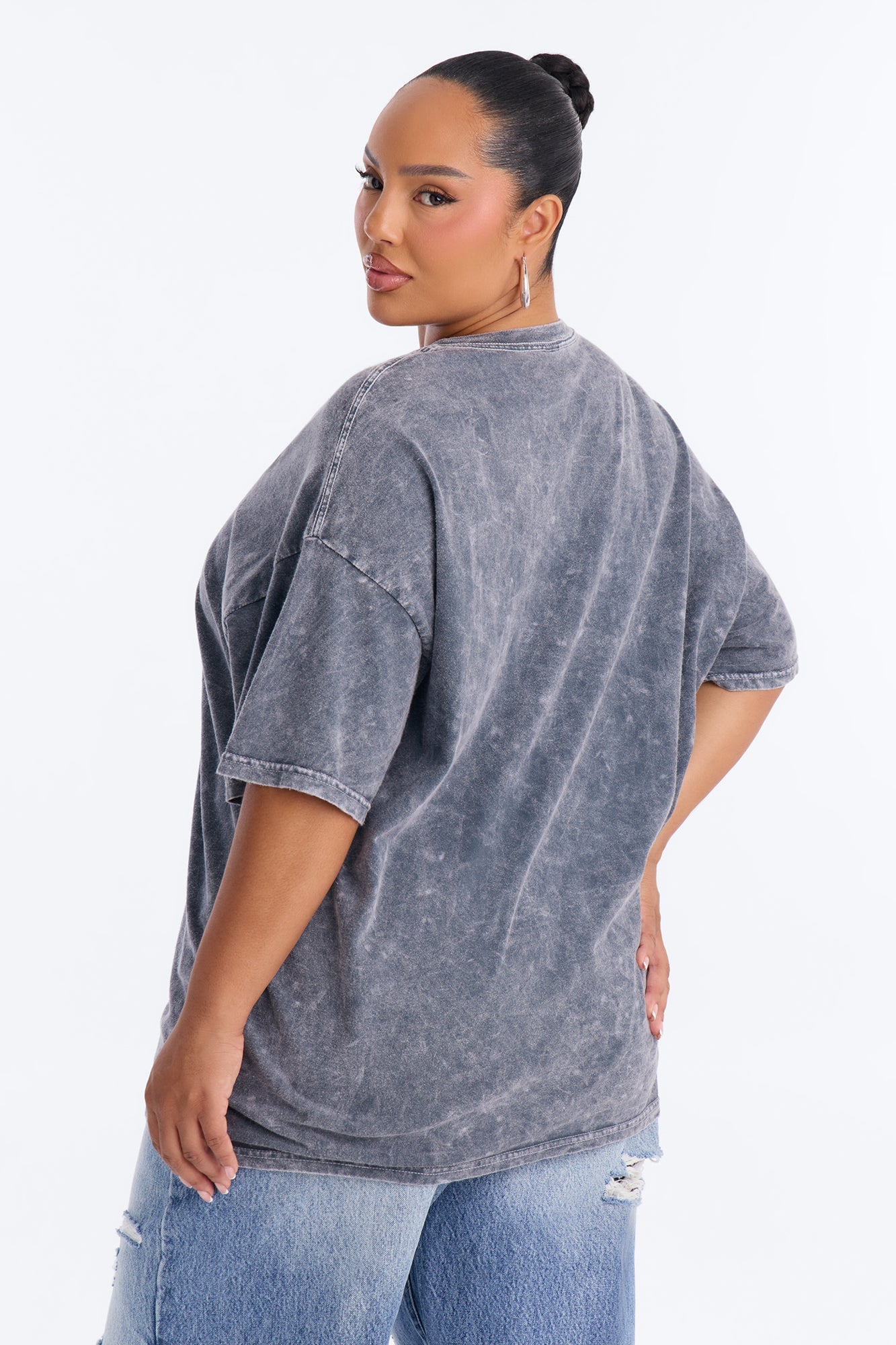 LA Sparkle Oversized Washed Tee - Charcoal image 4