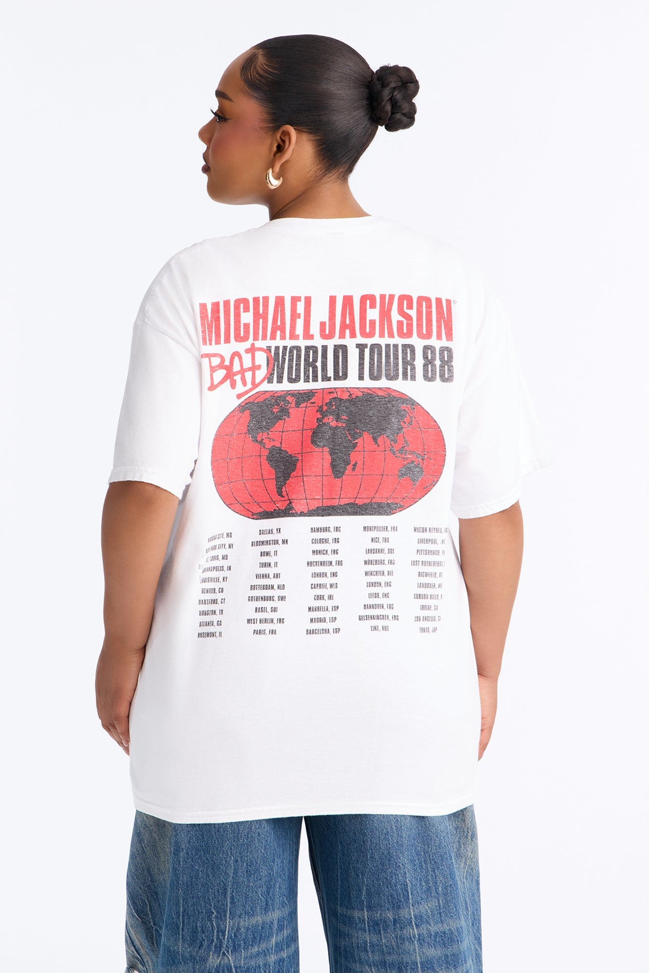 Michael Jackson Bad World Tour Oversized Tee - White image 4