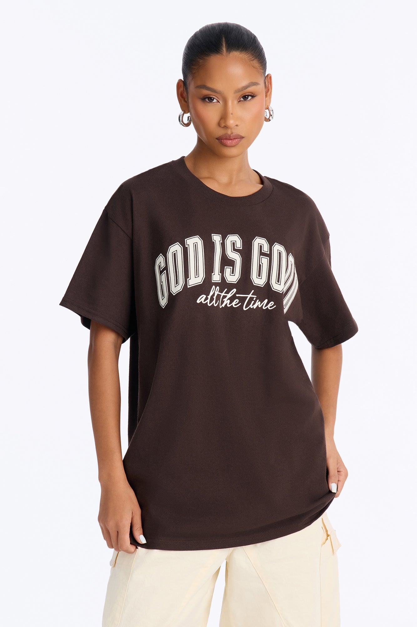 God Is Good All The Time Oversized Tee - Chocolate image 4