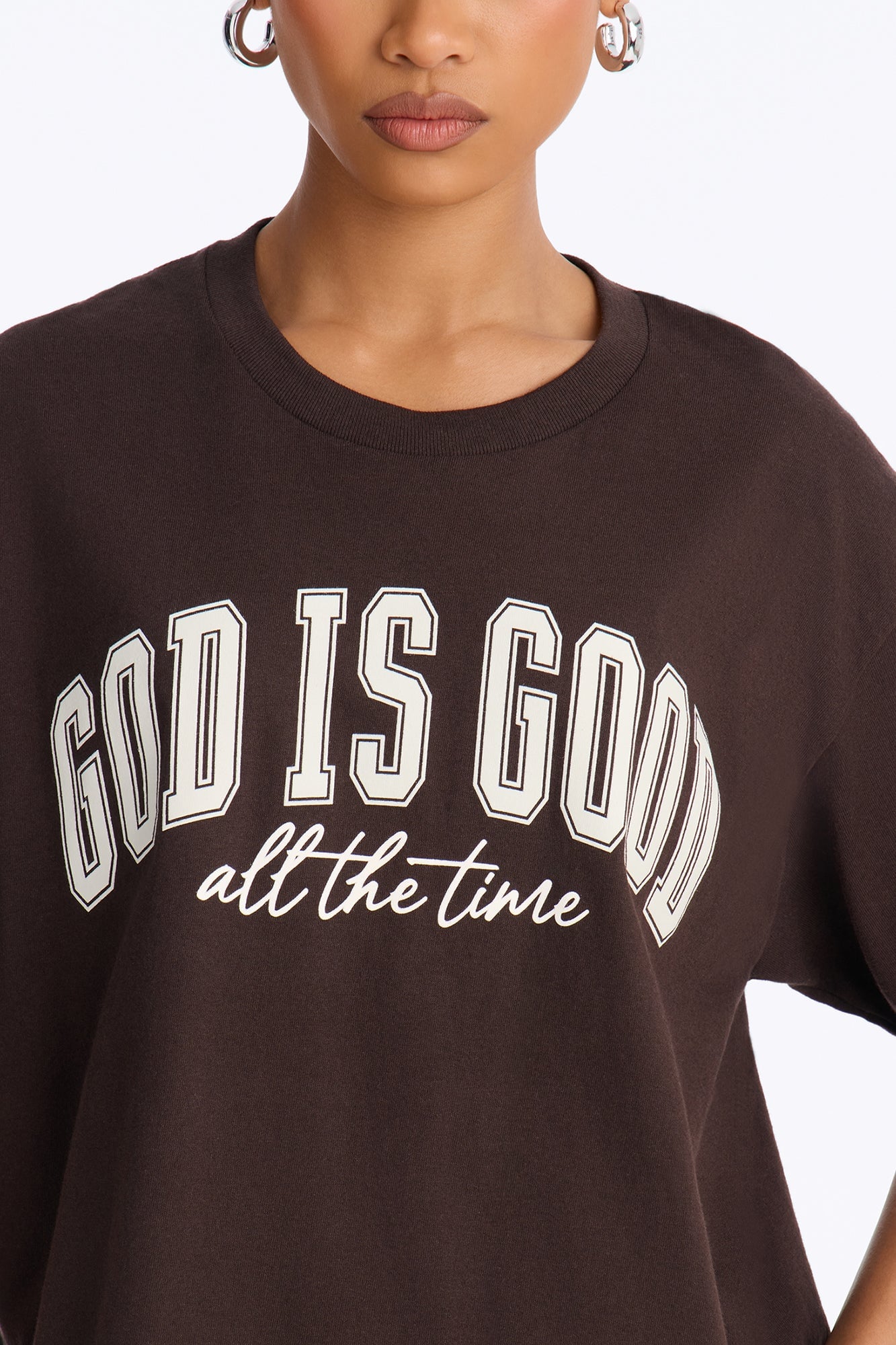 God Is Good All The Time Oversized Tee - Chocolate image 6