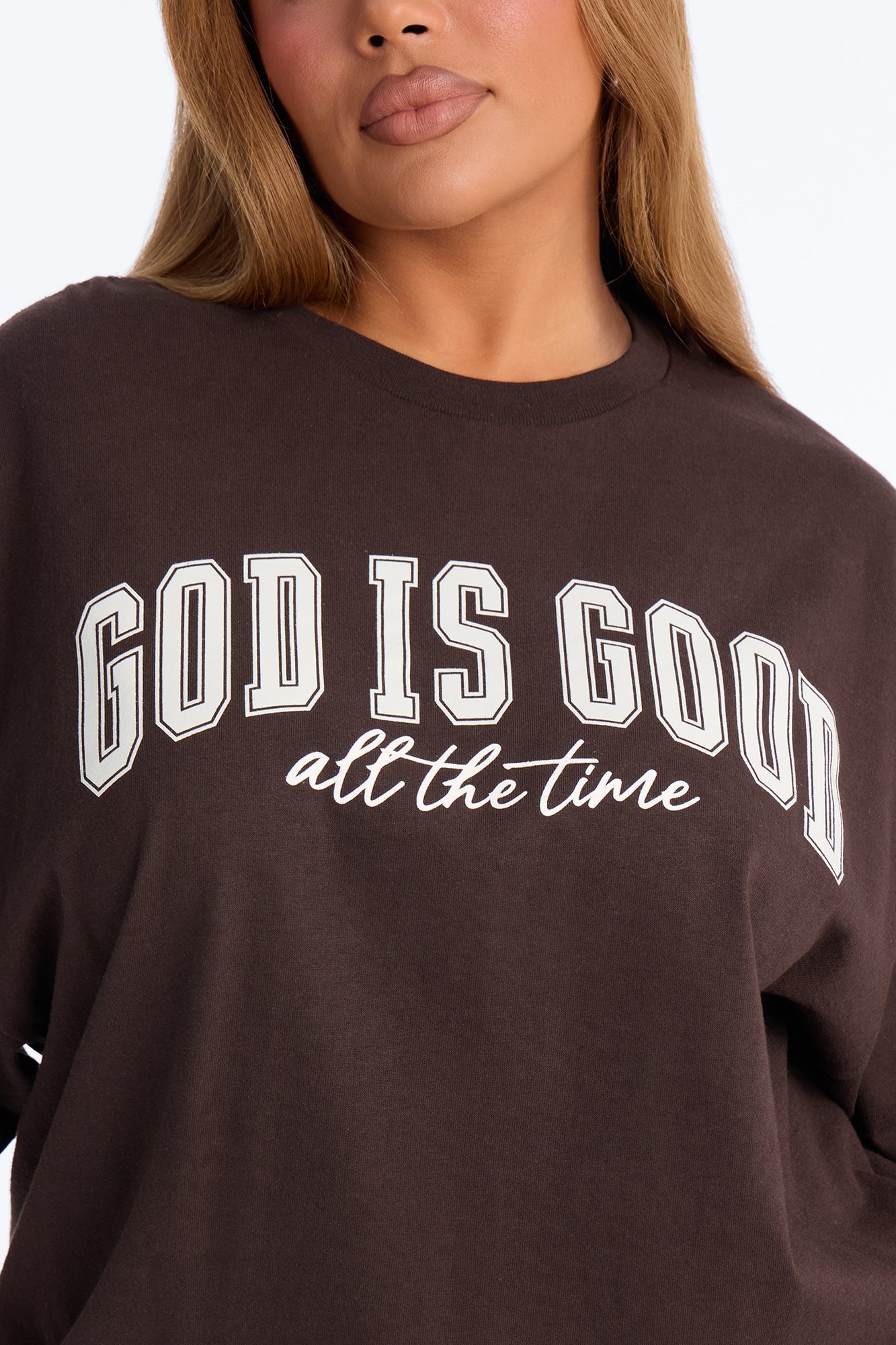 God Is Good All The Time Oversized Tee - Chocolate image 3