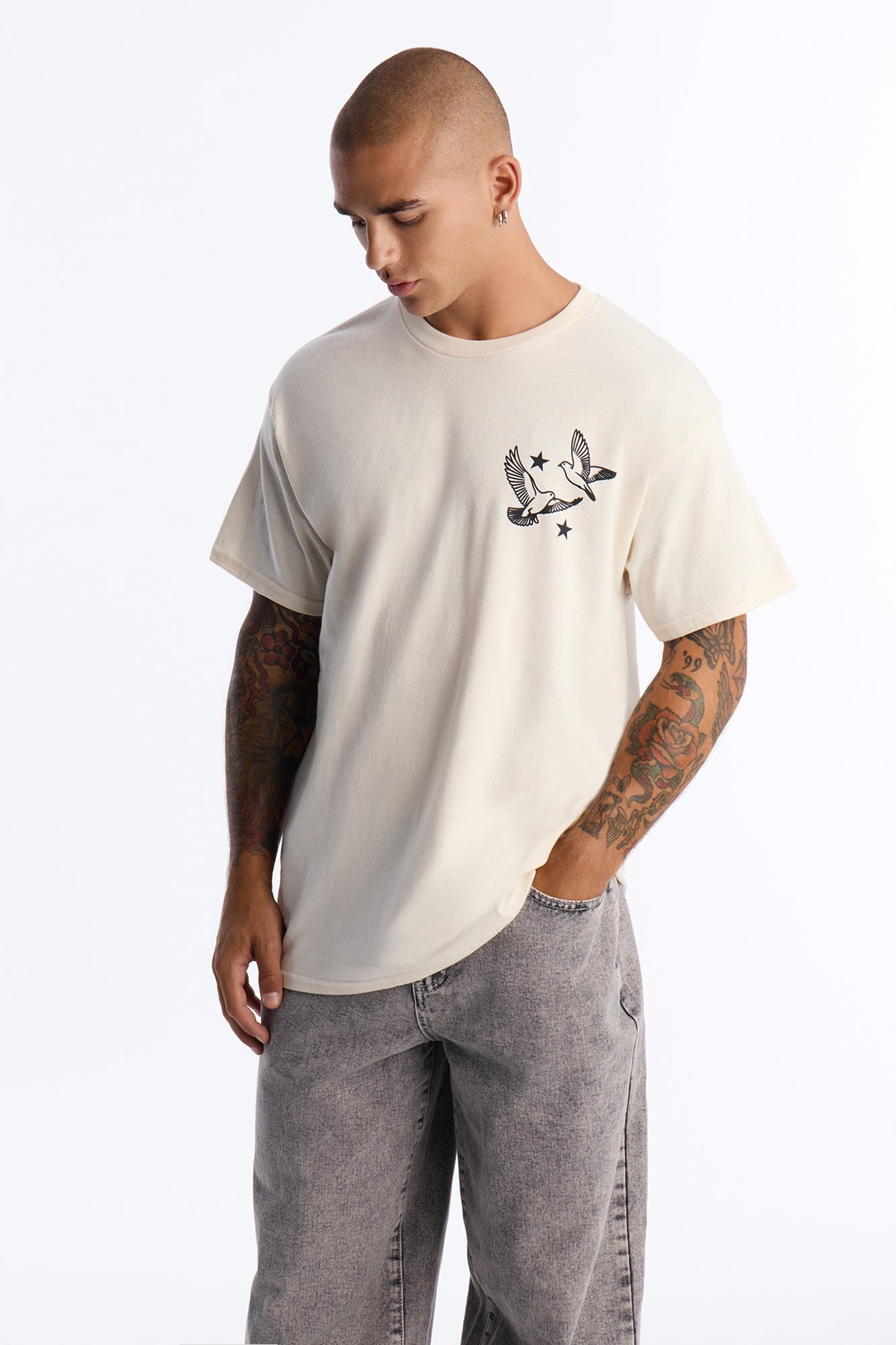 Peace For Everyone Oversized Short Sleeve Tee - Cream image 7