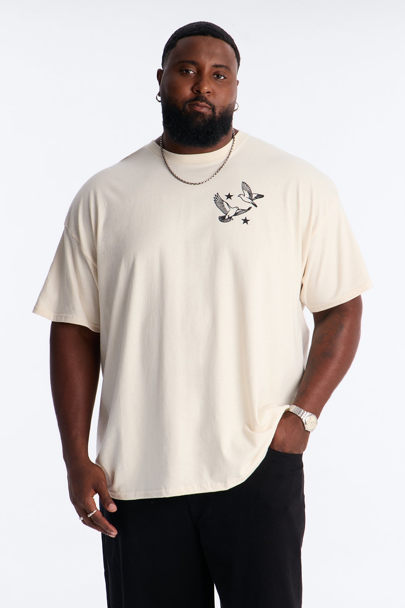 Peace For Everyone Oversized Short Sleeve Tee - Cream image 4