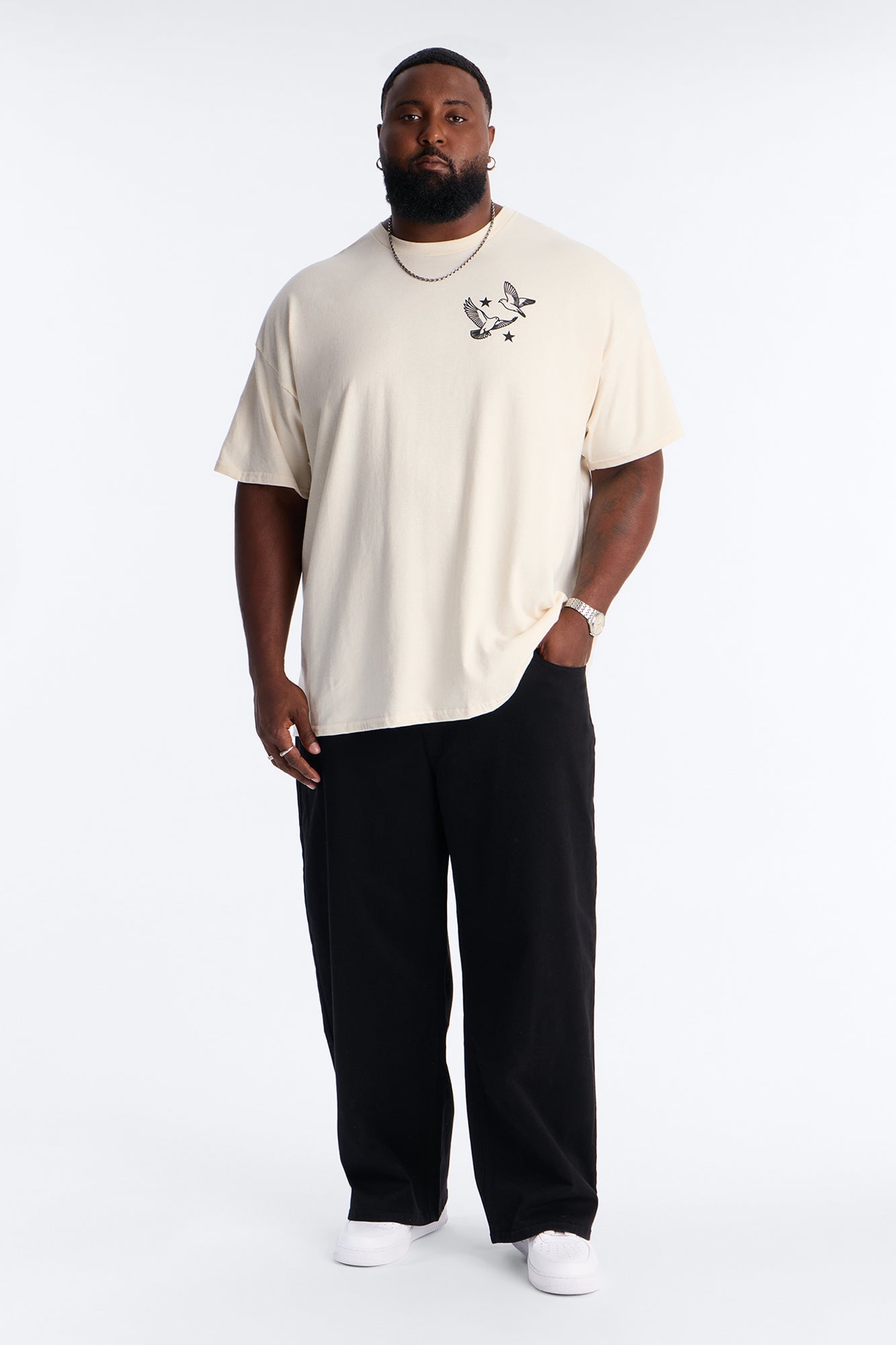 Peace For Everyone Oversized Short Sleeve Tee - Cream image 2