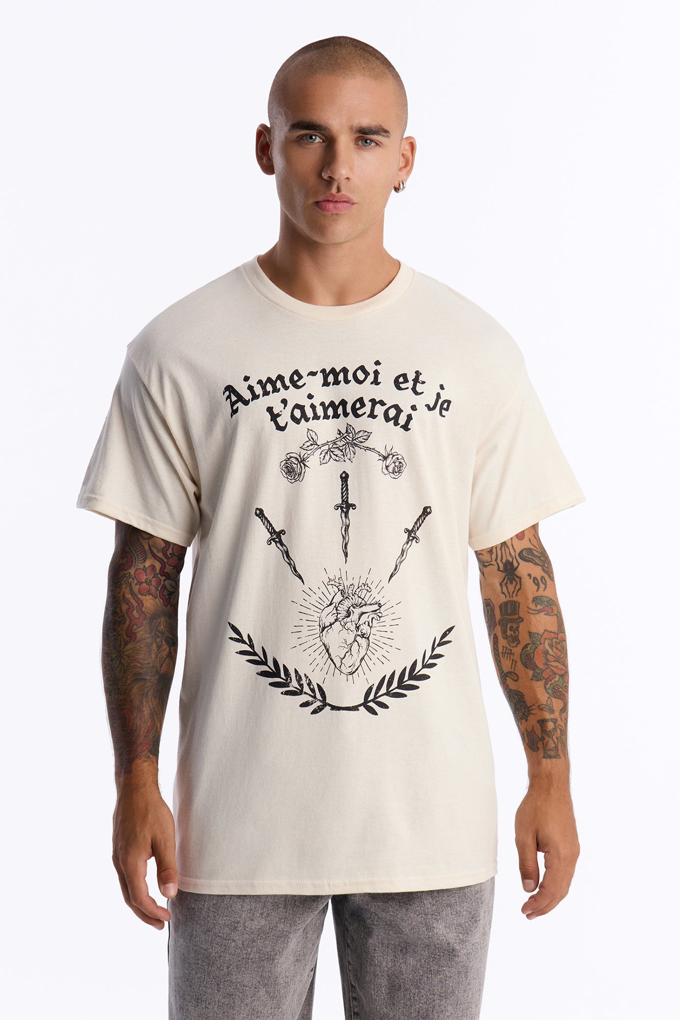 Aime Moi Oversized Short Sleeve Tee - Cream image 4