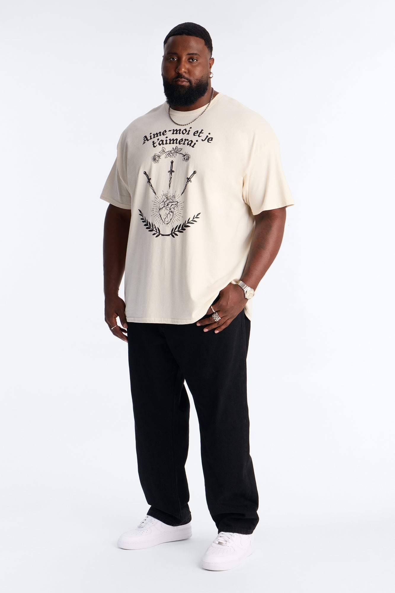 Aime Moi Oversized Short Sleeve Tee - Cream image 2