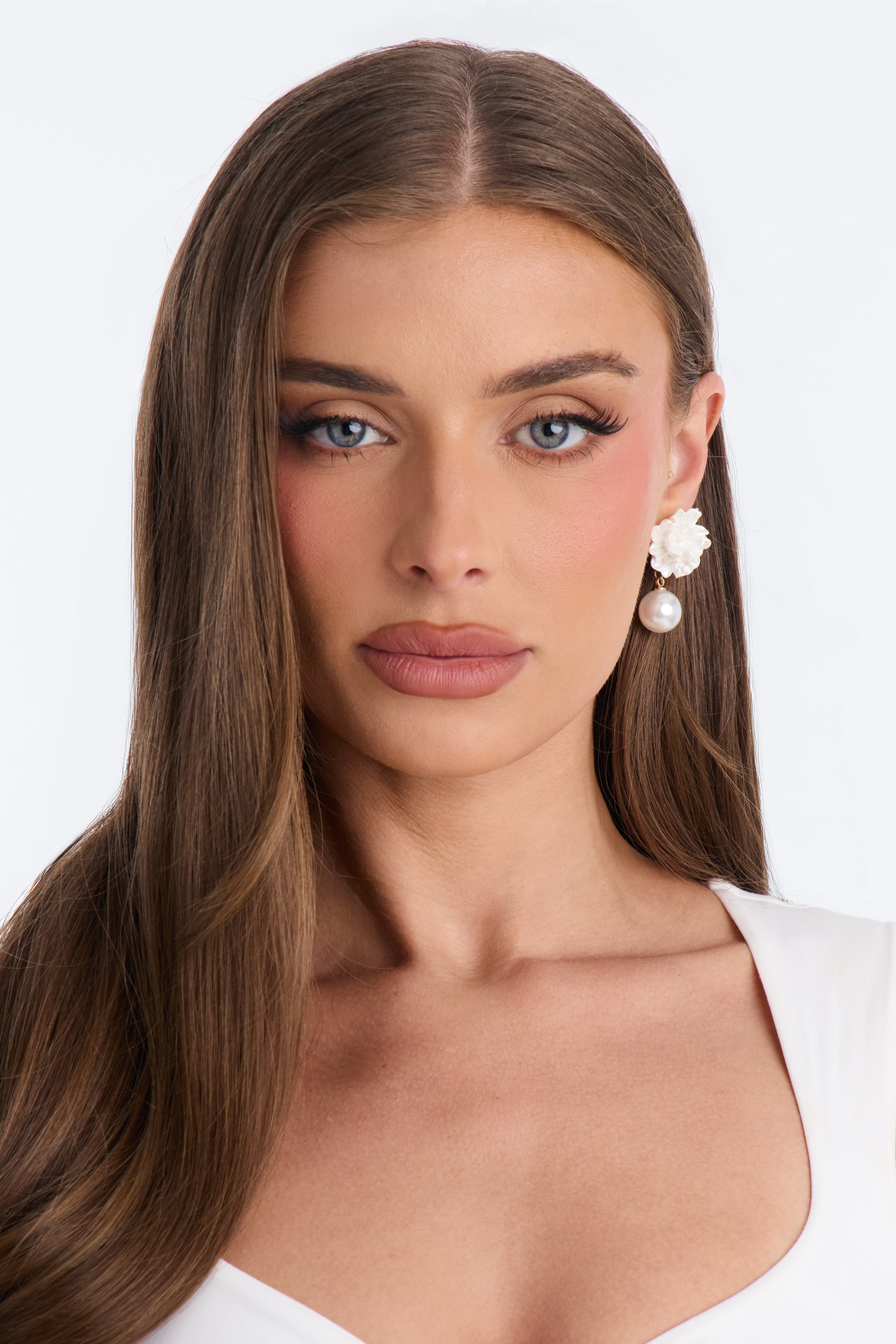 Petal Luxe Pearl Drop Earrings - White image 2
