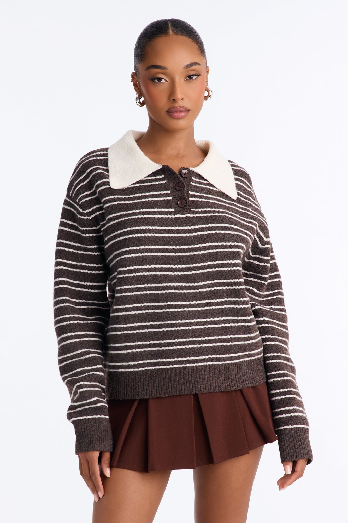 Just A Stripe Girl Sweater - Brown/combo image 5