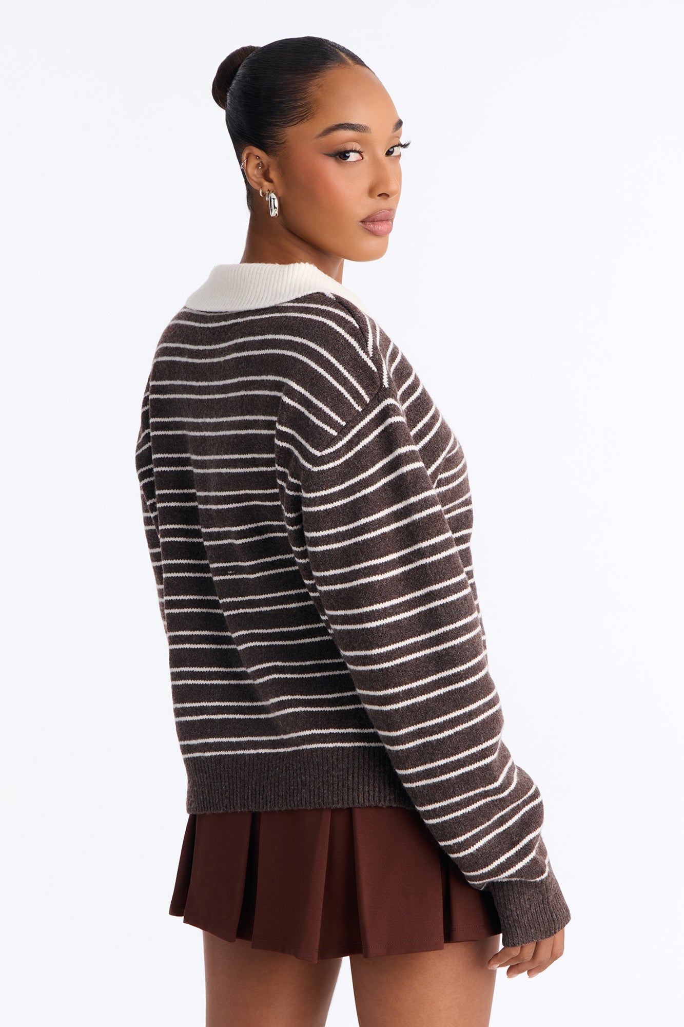 Just A Stripe Girl Sweater - Brown/combo image 8