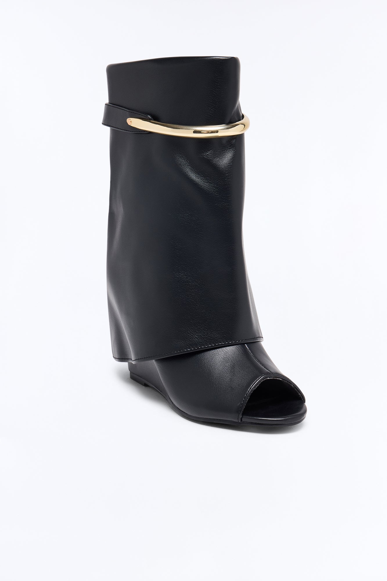 Maeve Peep Toe Overlay Booties - Black image 4