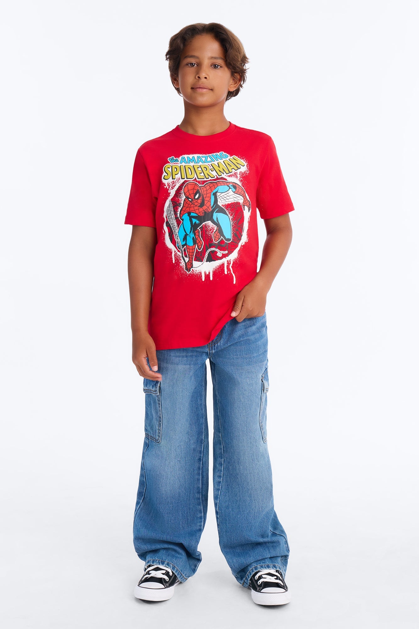 Mini Spiderman Caught In My Web Short Sleeve Tee - Red image 2