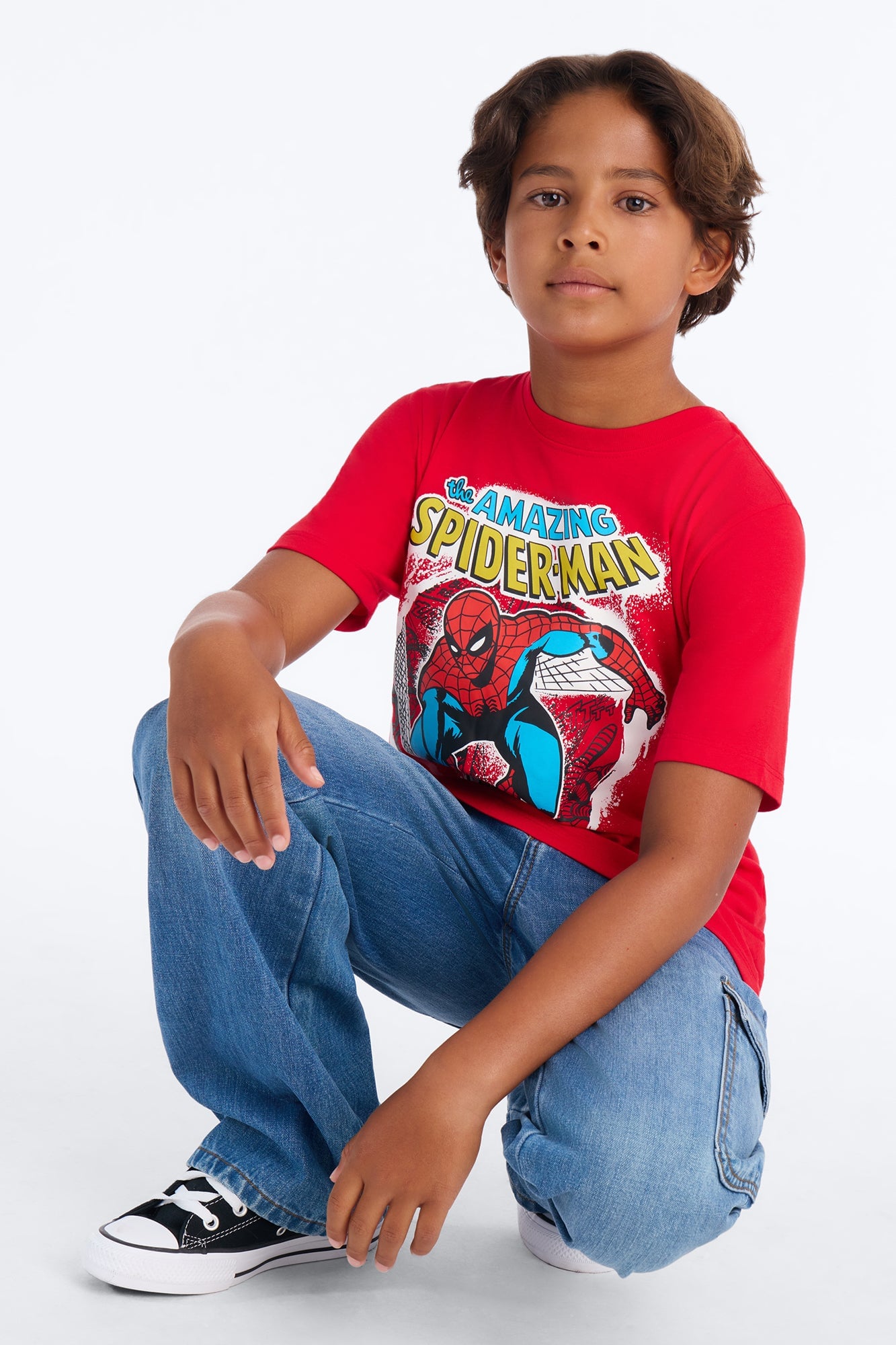 Mini Spiderman Caught In My Web Short Sleeve Tee - Red image 3