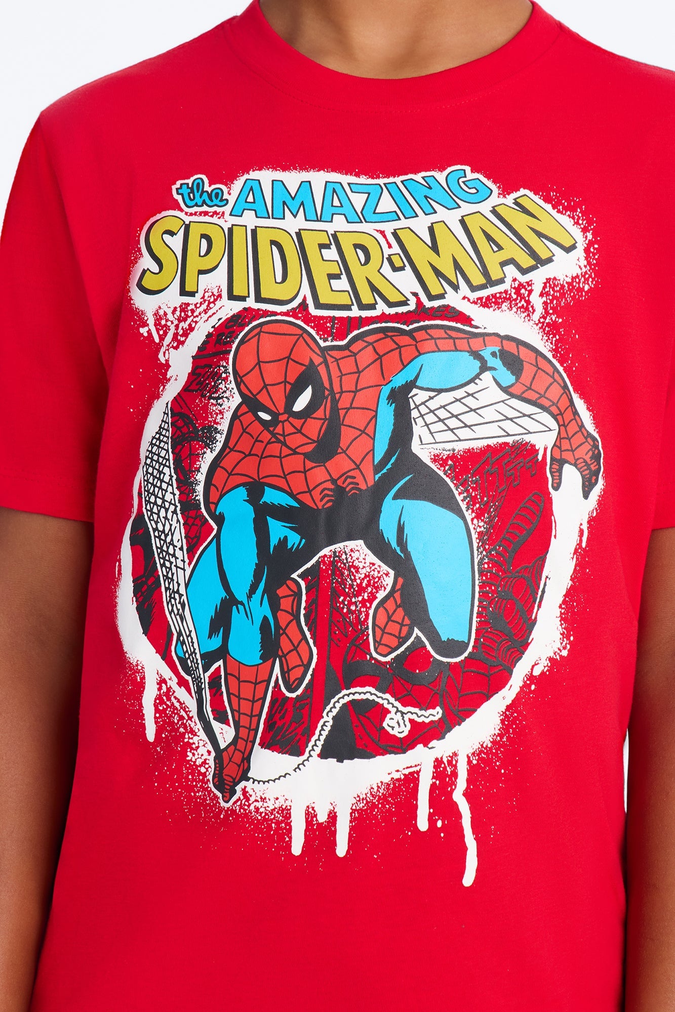 Mini Spiderman Caught In My Web Short Sleeve Tee - Red image 4