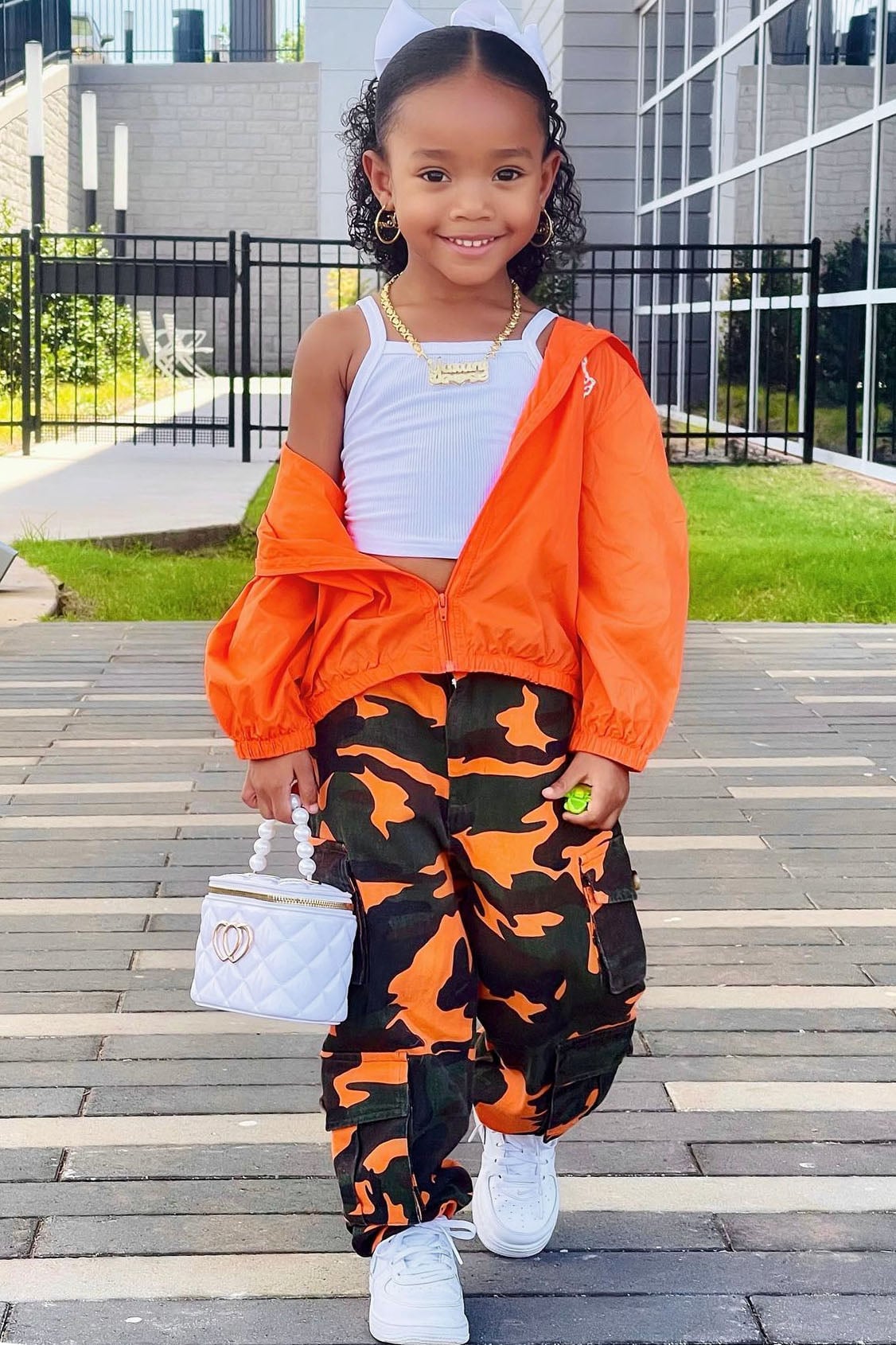 Mini Camo Game Strong Cargo Joggers - Orange/combo image 2
