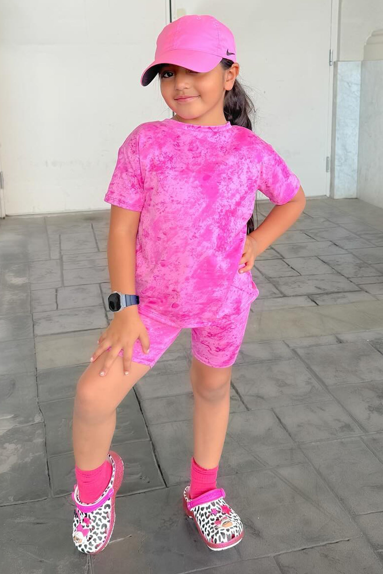 Mini Chelsea Biker Short Set - Magenta image 2