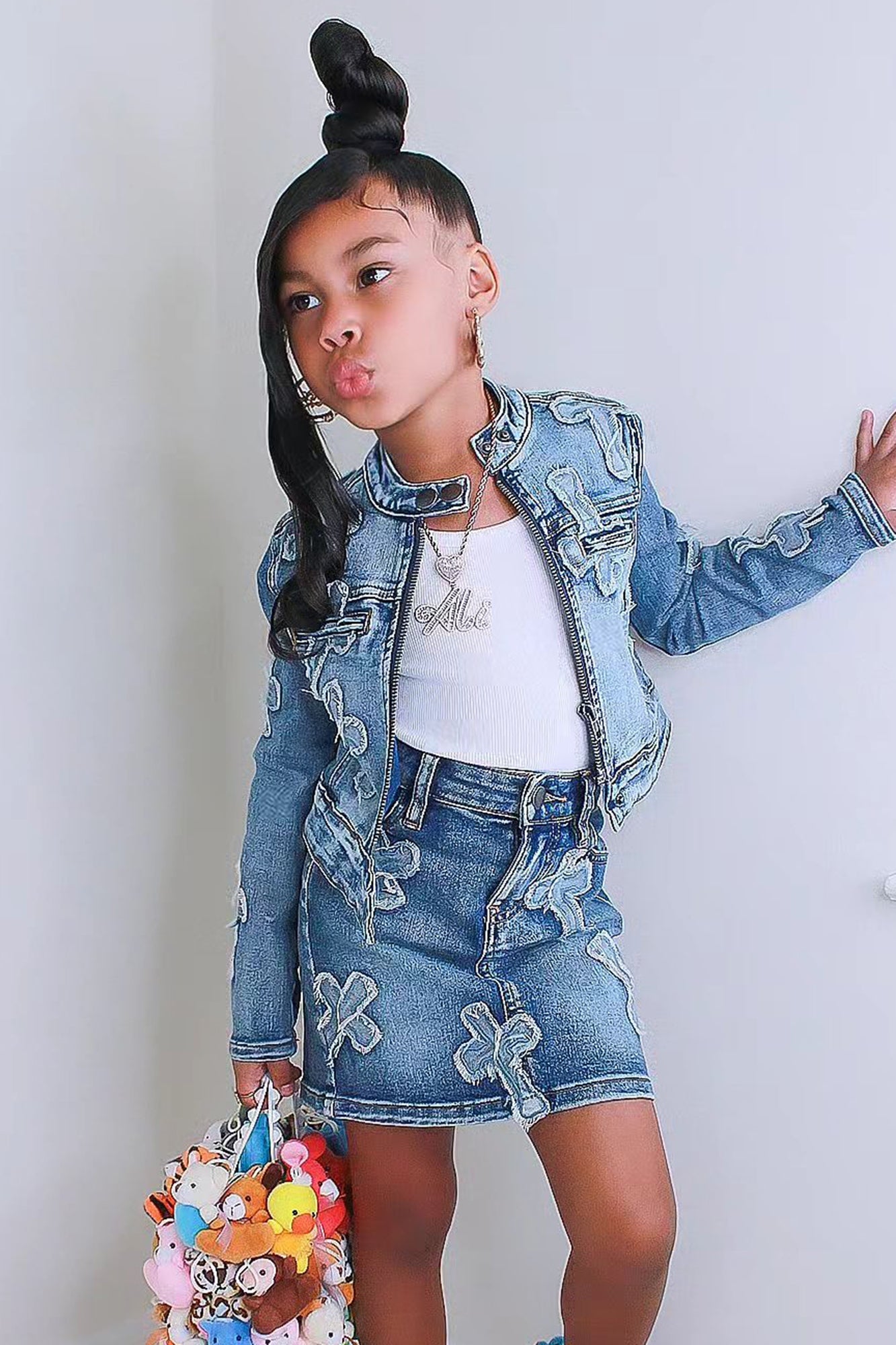 Mini Cross Your Mind Denim Mini Skirt - Medium Wash image 1