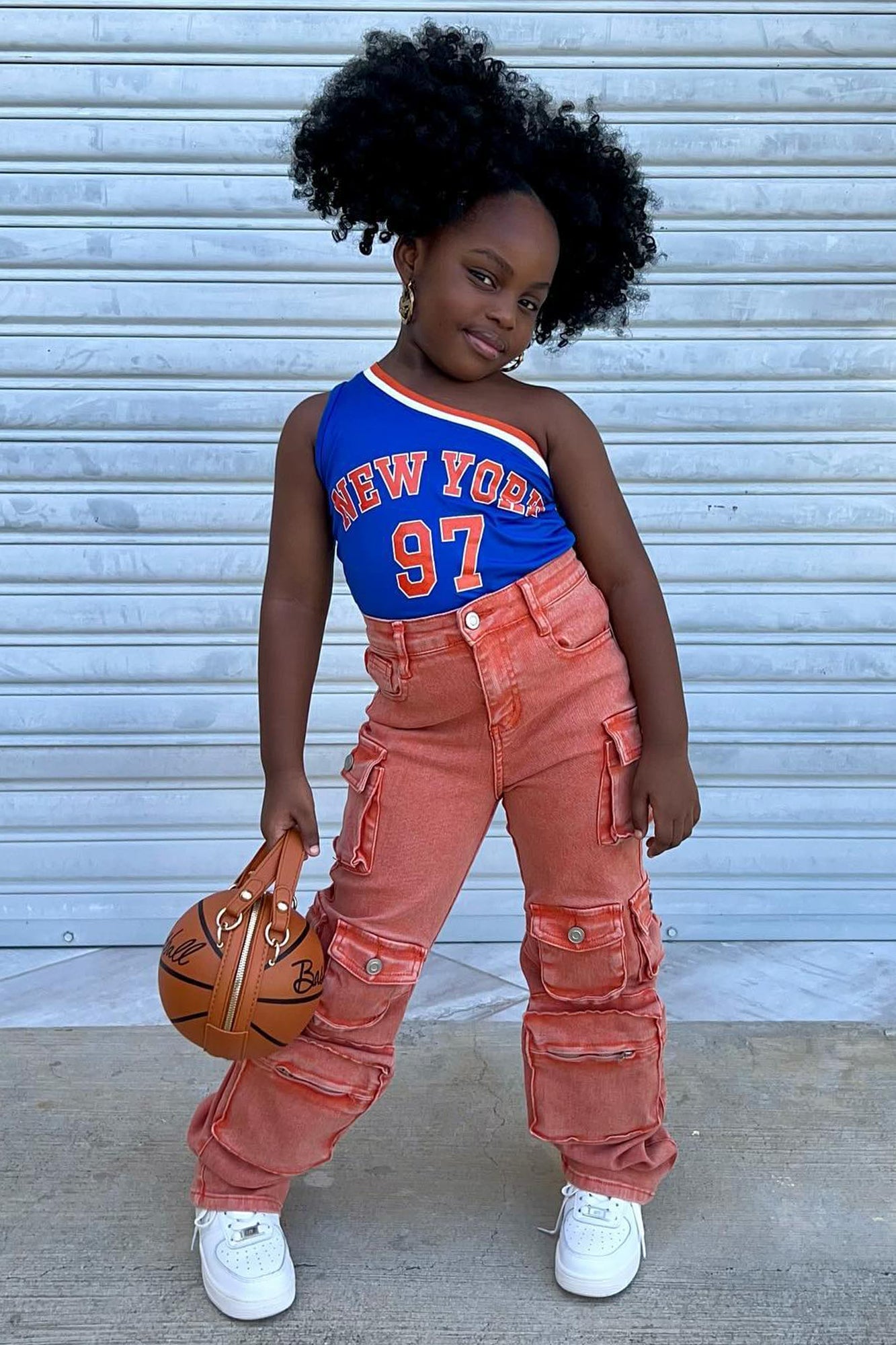 Mini Lily High Rise Cargo Jeans - Orange image 2