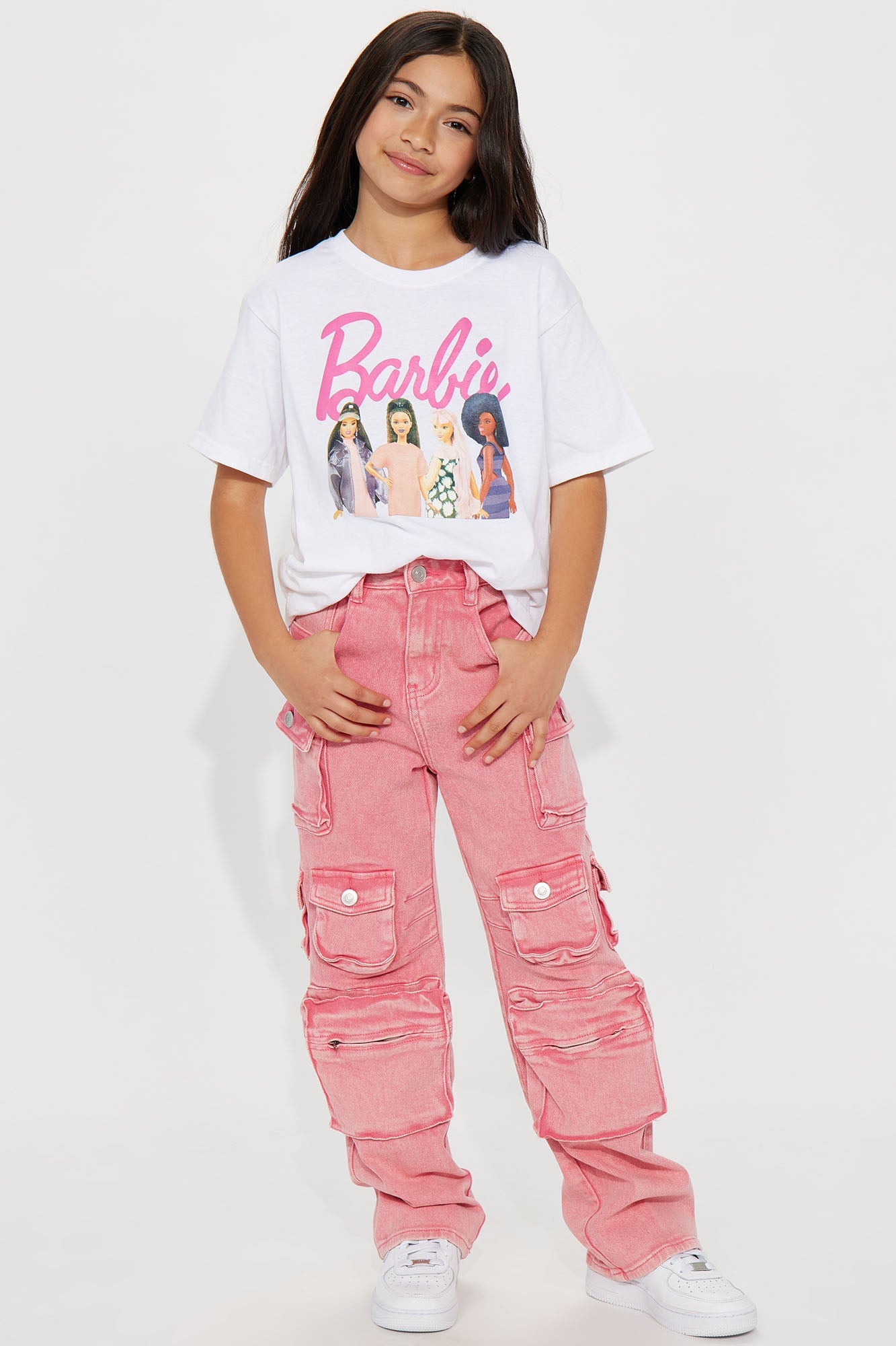 Mini Lily High Rise Cargo Jeans - Pink image 3