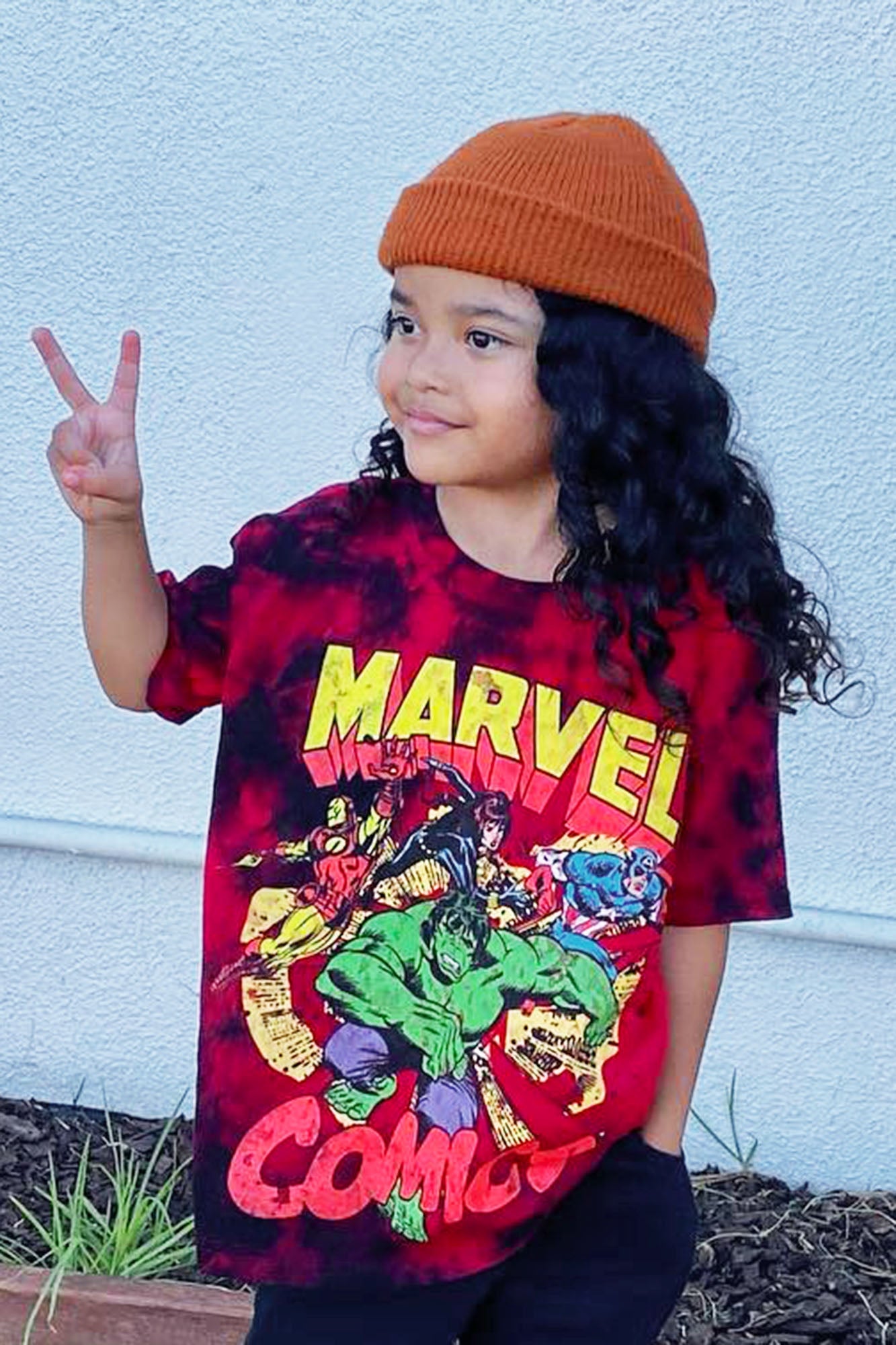 Mini Marvel Comics Tie Dye Tee - Red/combo image 4