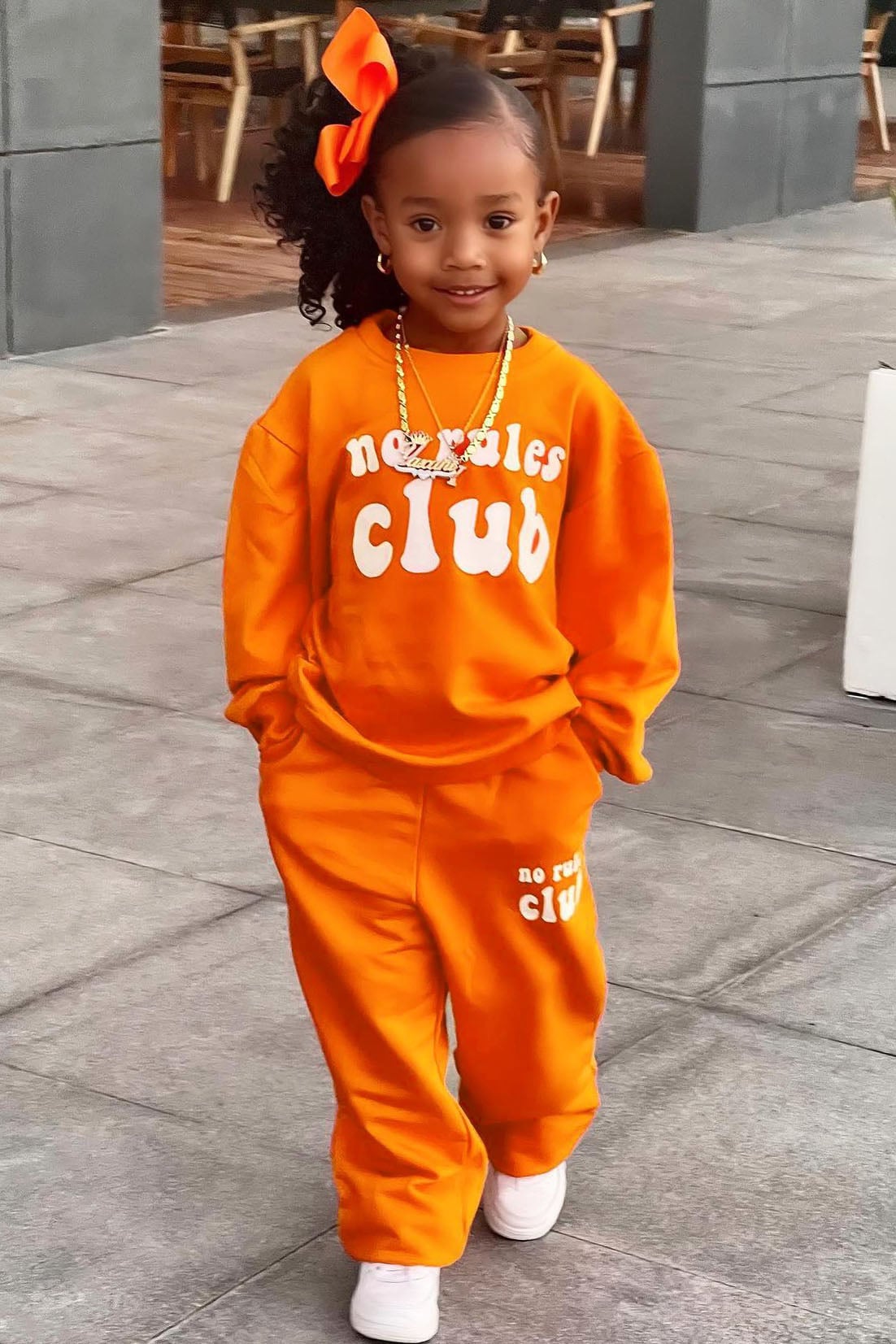 Mini No Rules Club French Terry Jogger Set - Orange image 2