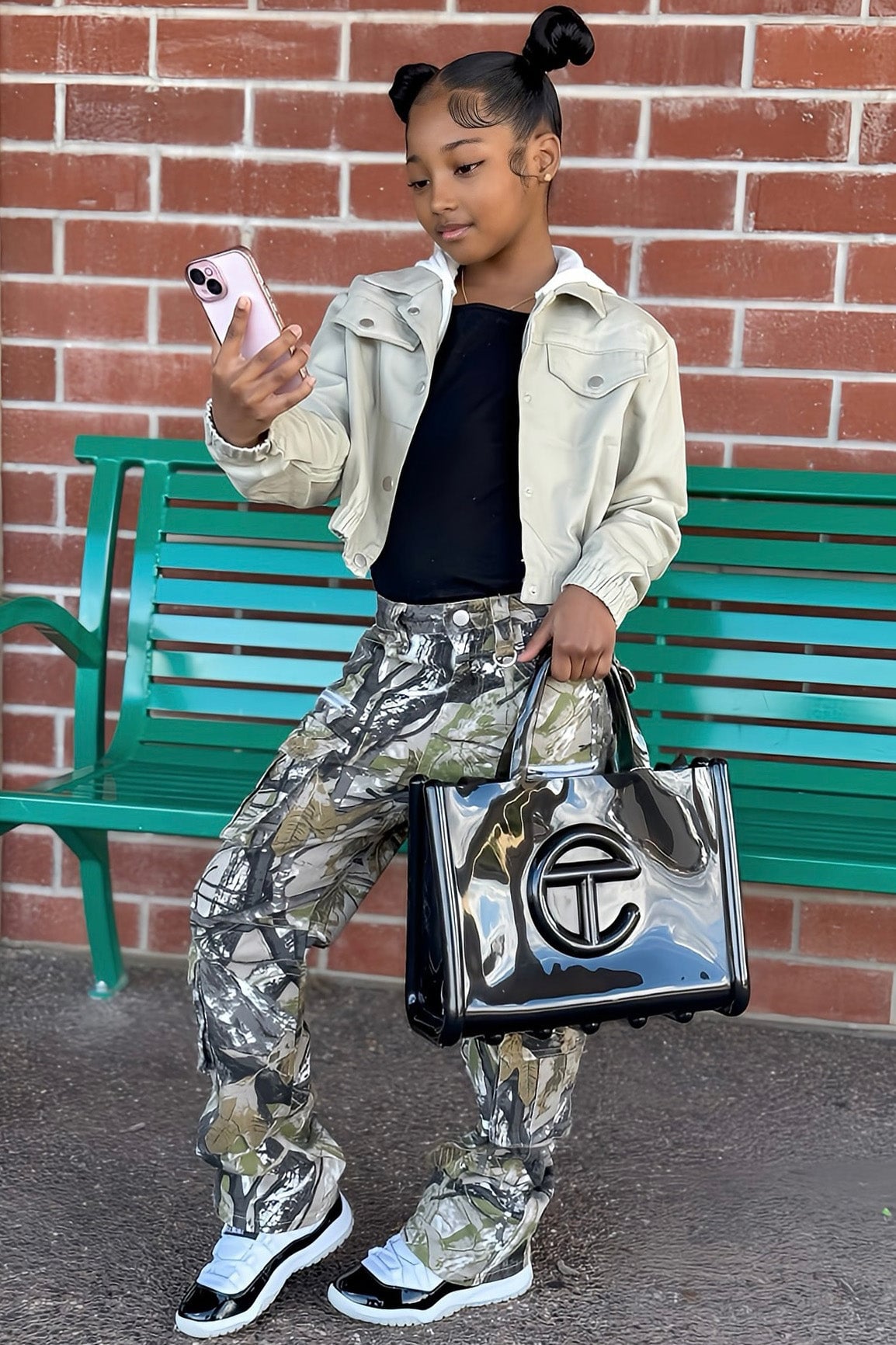 Mini Sneak Attack Camo Cargo Jean - Taupe/combo image 1