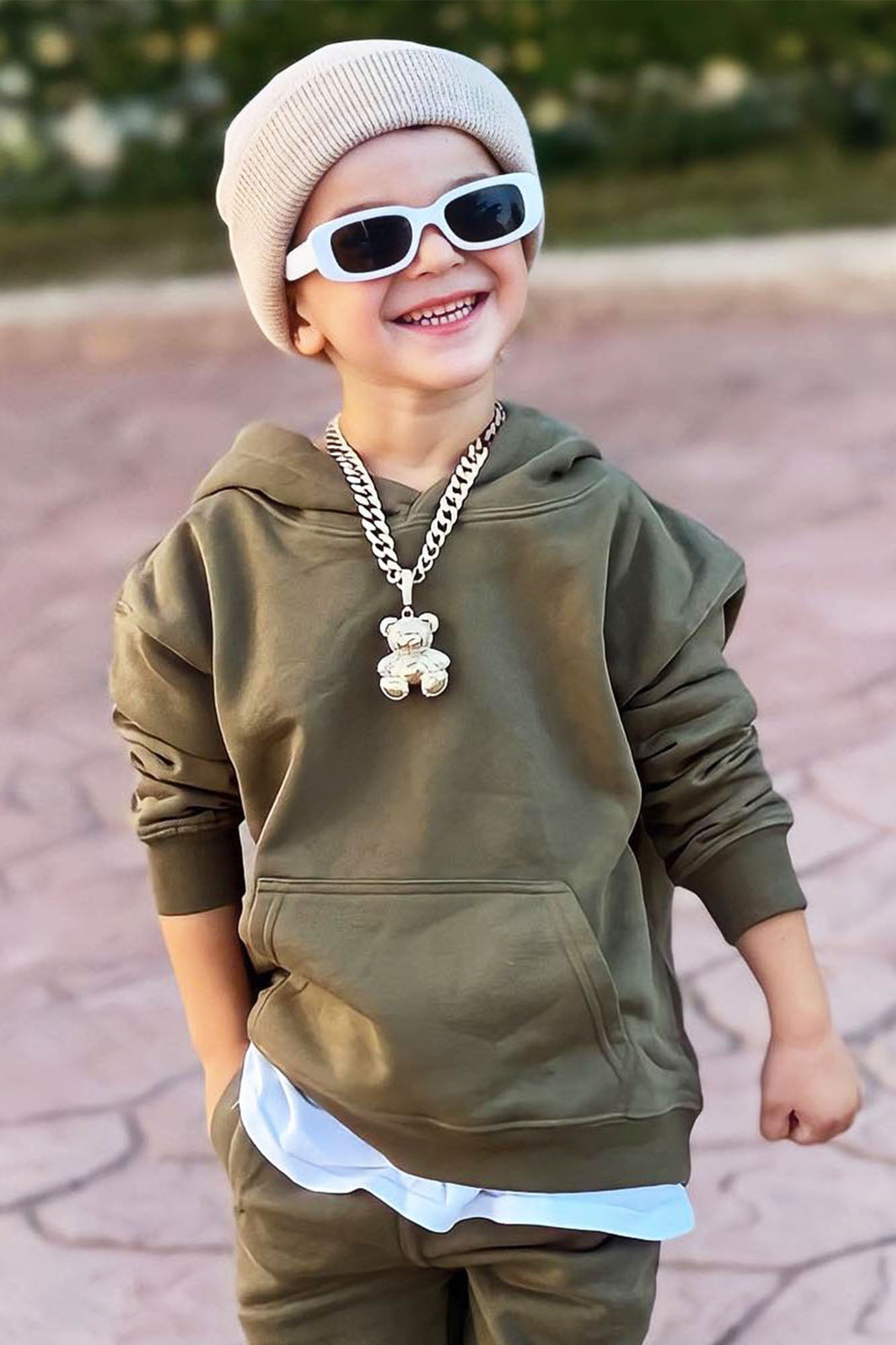Mini Stole Your Toys Oversized Hoodie - Olive image 3
