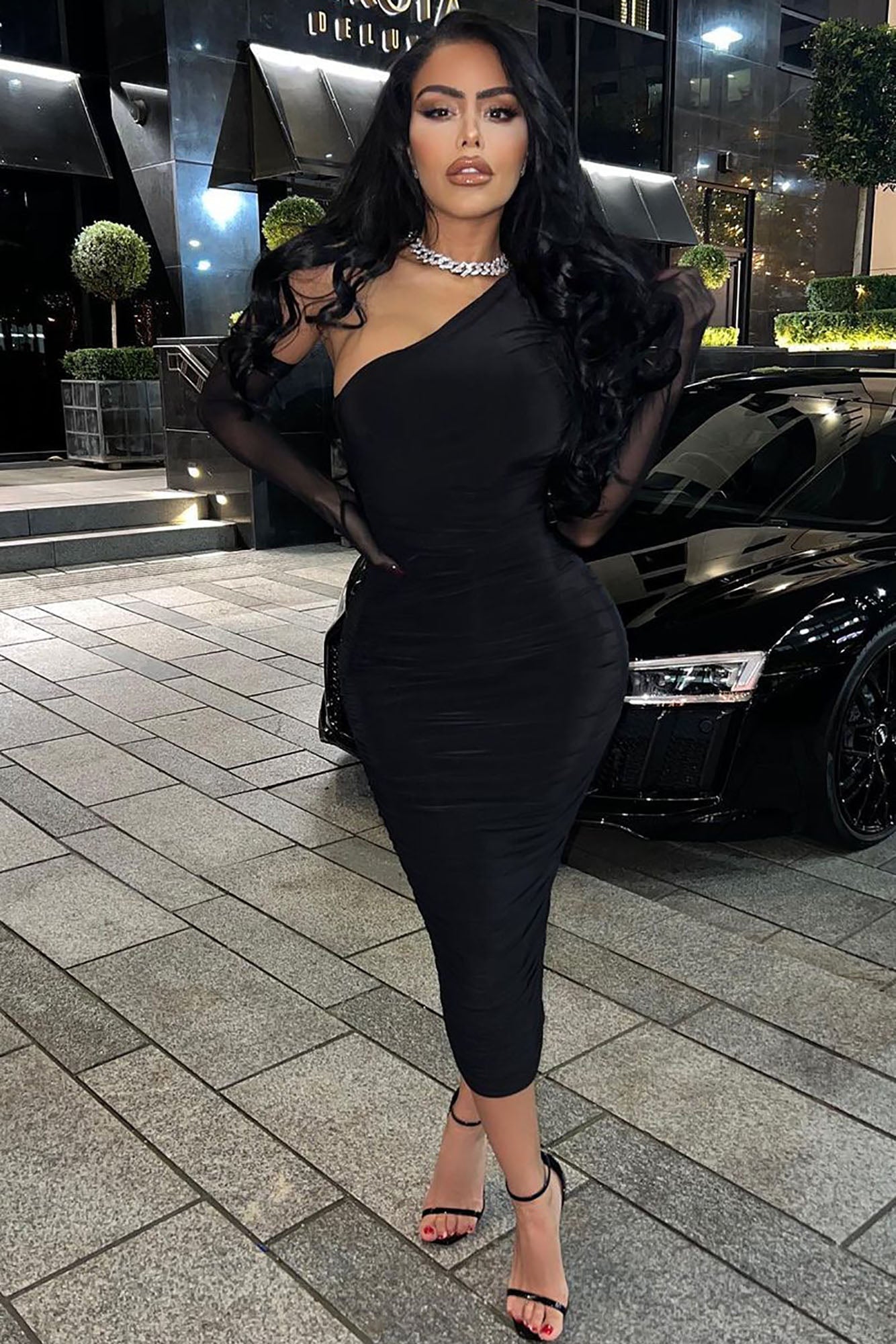 My Man And Me Ruched Midi Dress - Black image 6