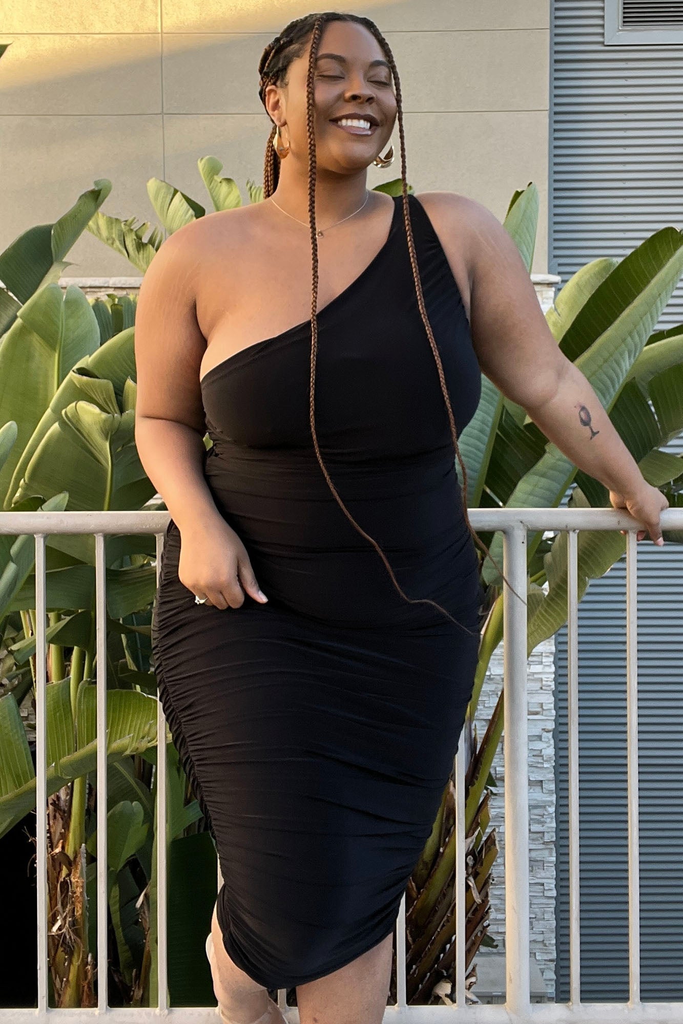 My Man And Me Ruched Midi Dress - Black image 2
