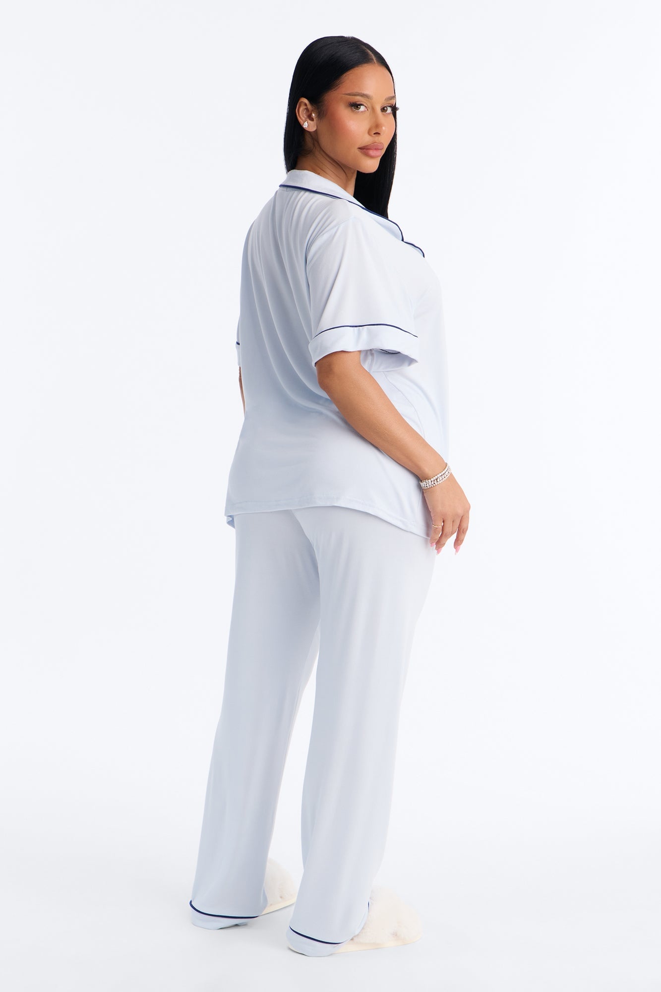 In The Morning PJ Short Sleeve Pant Set - Grey/combo image 4