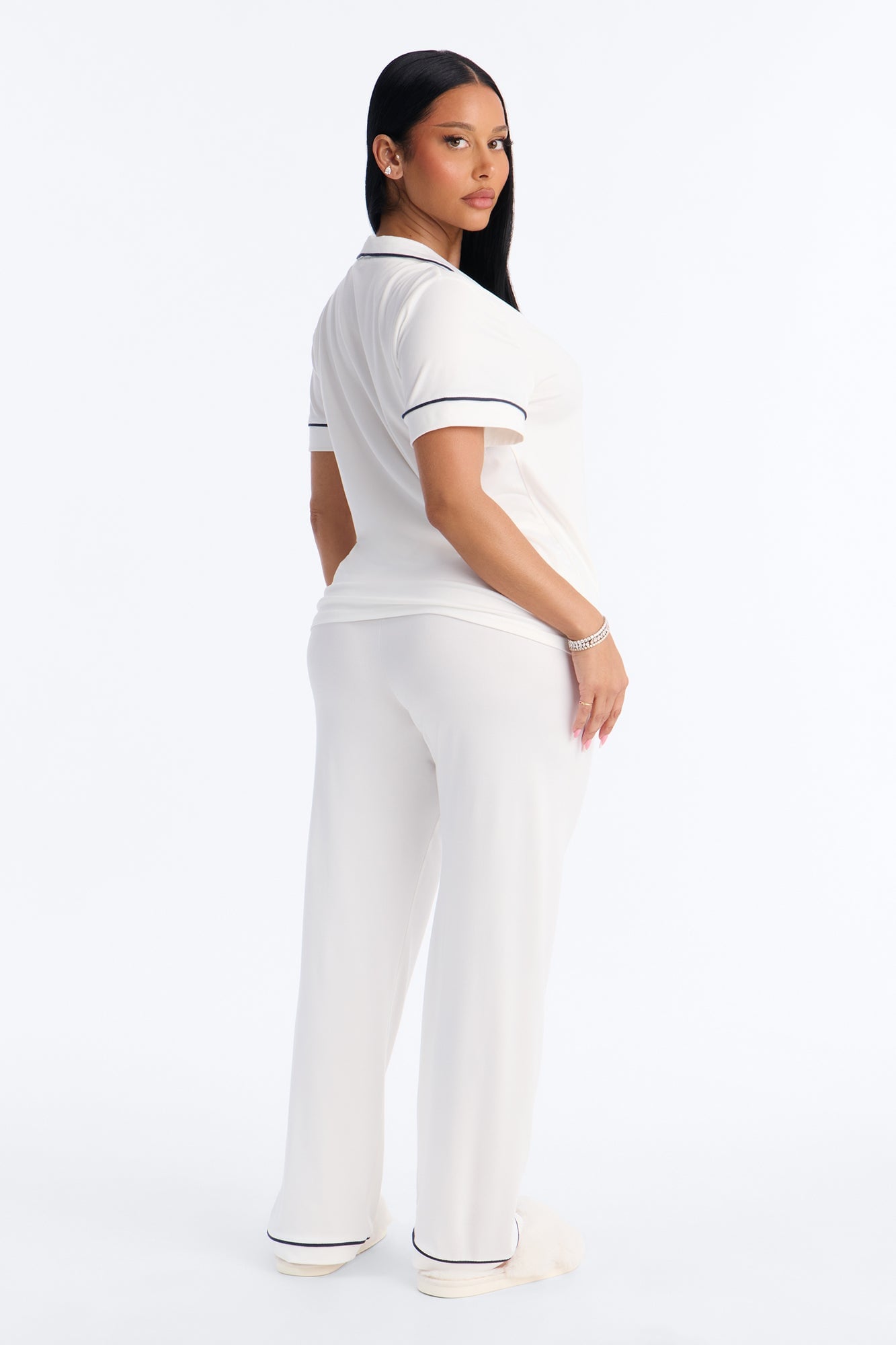 In The Morning PJ Short Sleeve Pant Set - White image 4