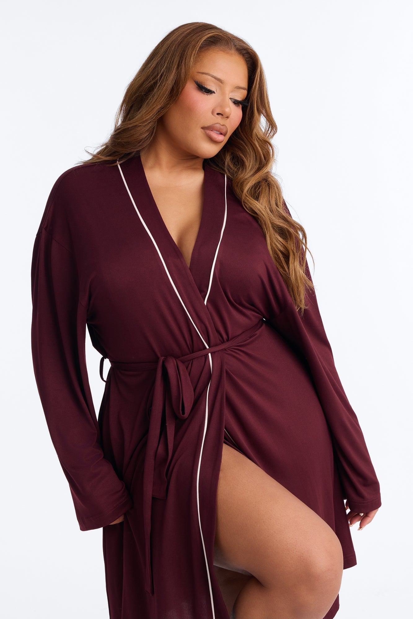 In the Morning PJ Robe - Burgundy image 2
