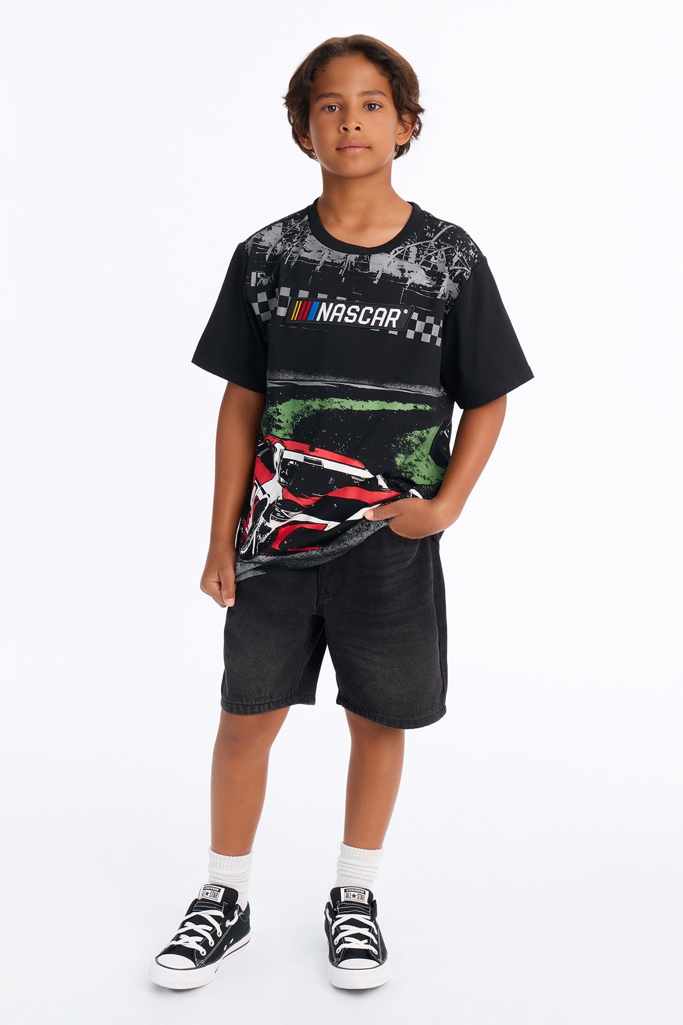 Mini Daytona 500 Nascar Front/Back Short Sleeve Tee - Black image 2
