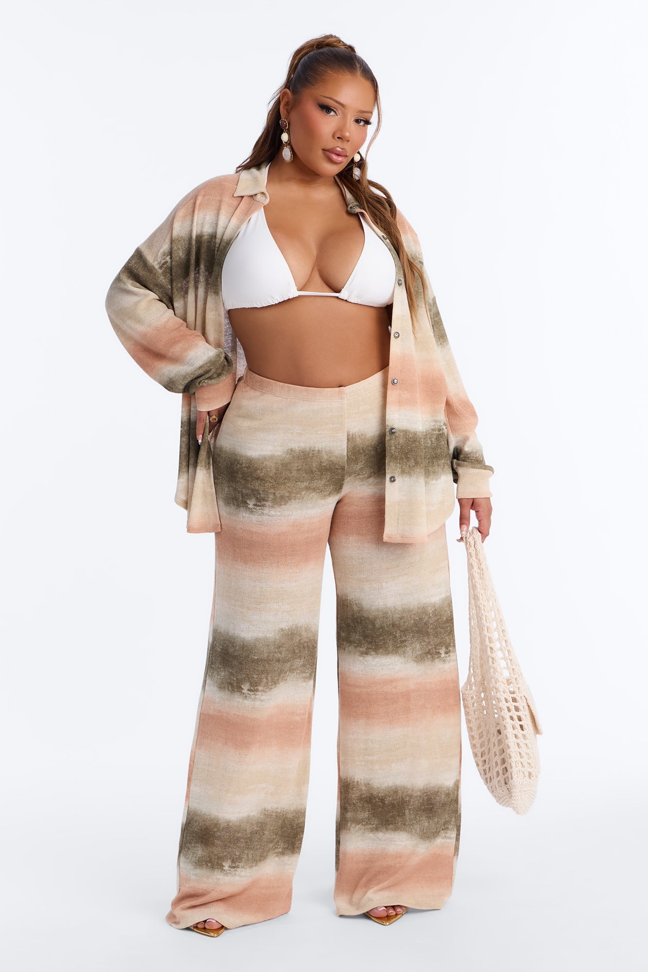 Ivy Striped Ombre Pant Set - Olive/combo image 1