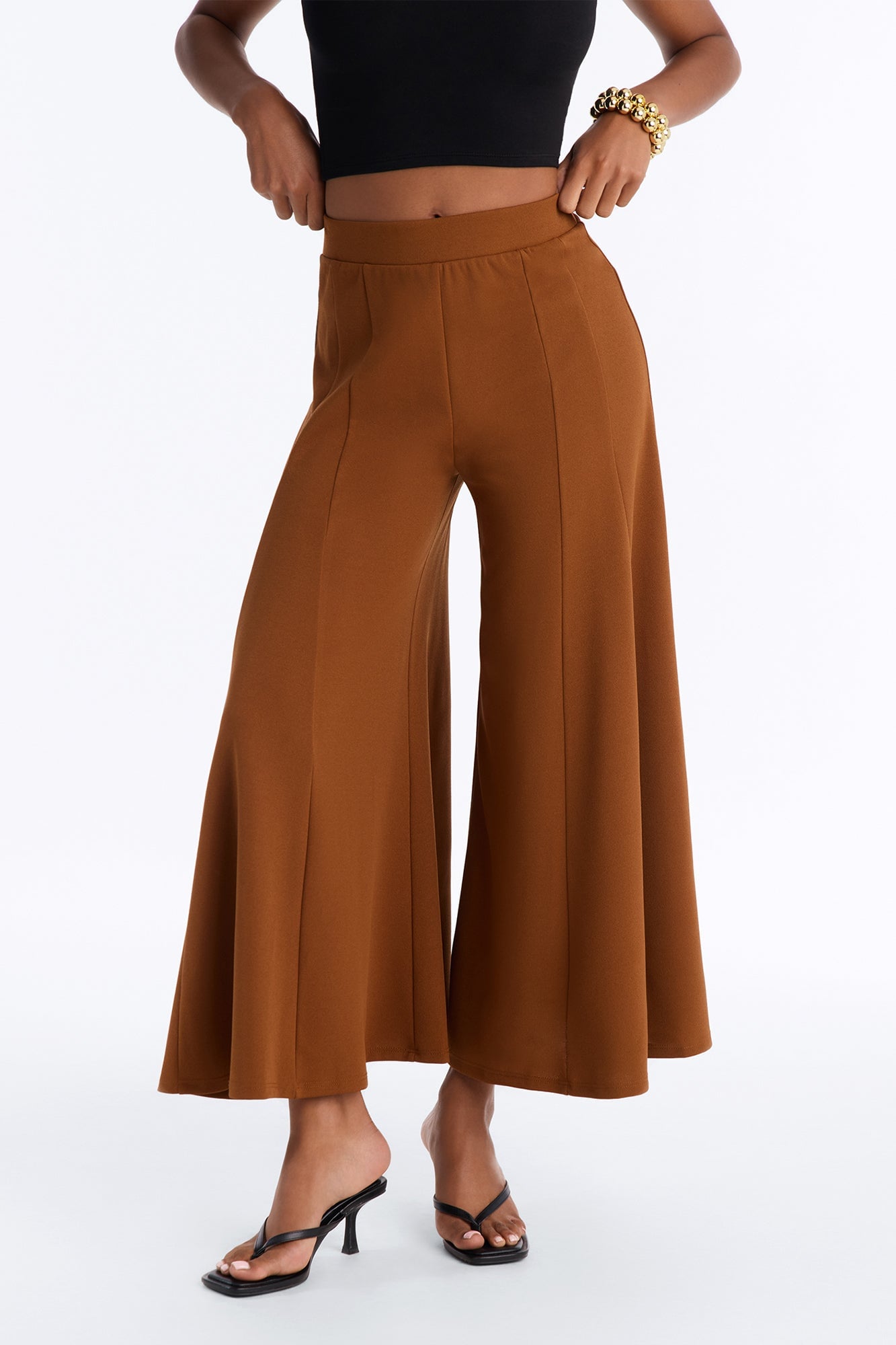 Clara Mid Rise Pull On Culotte Trouser - Spice image 5