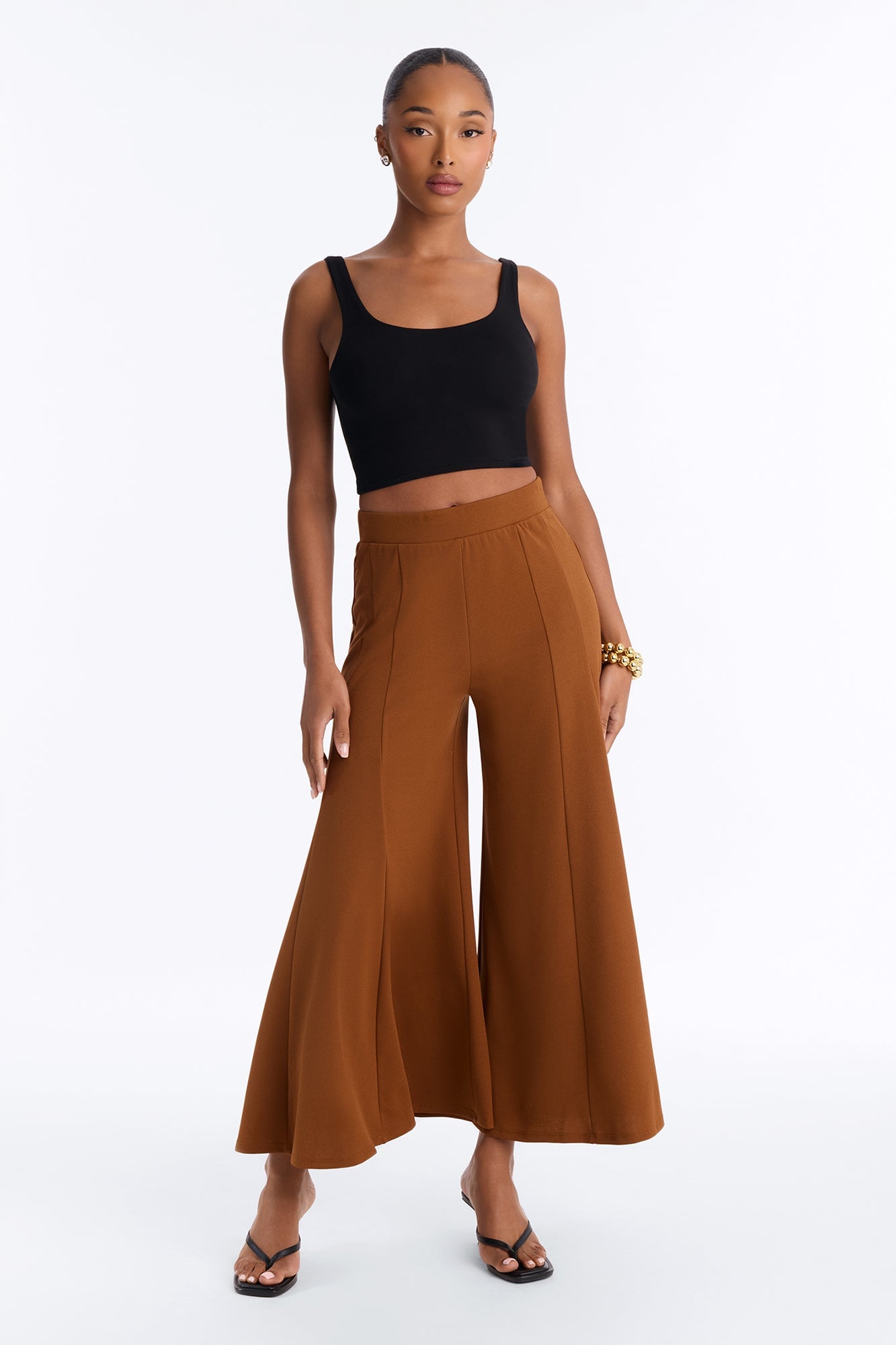 Clara Mid Rise Pull On Culotte Trouser - Spice image 6