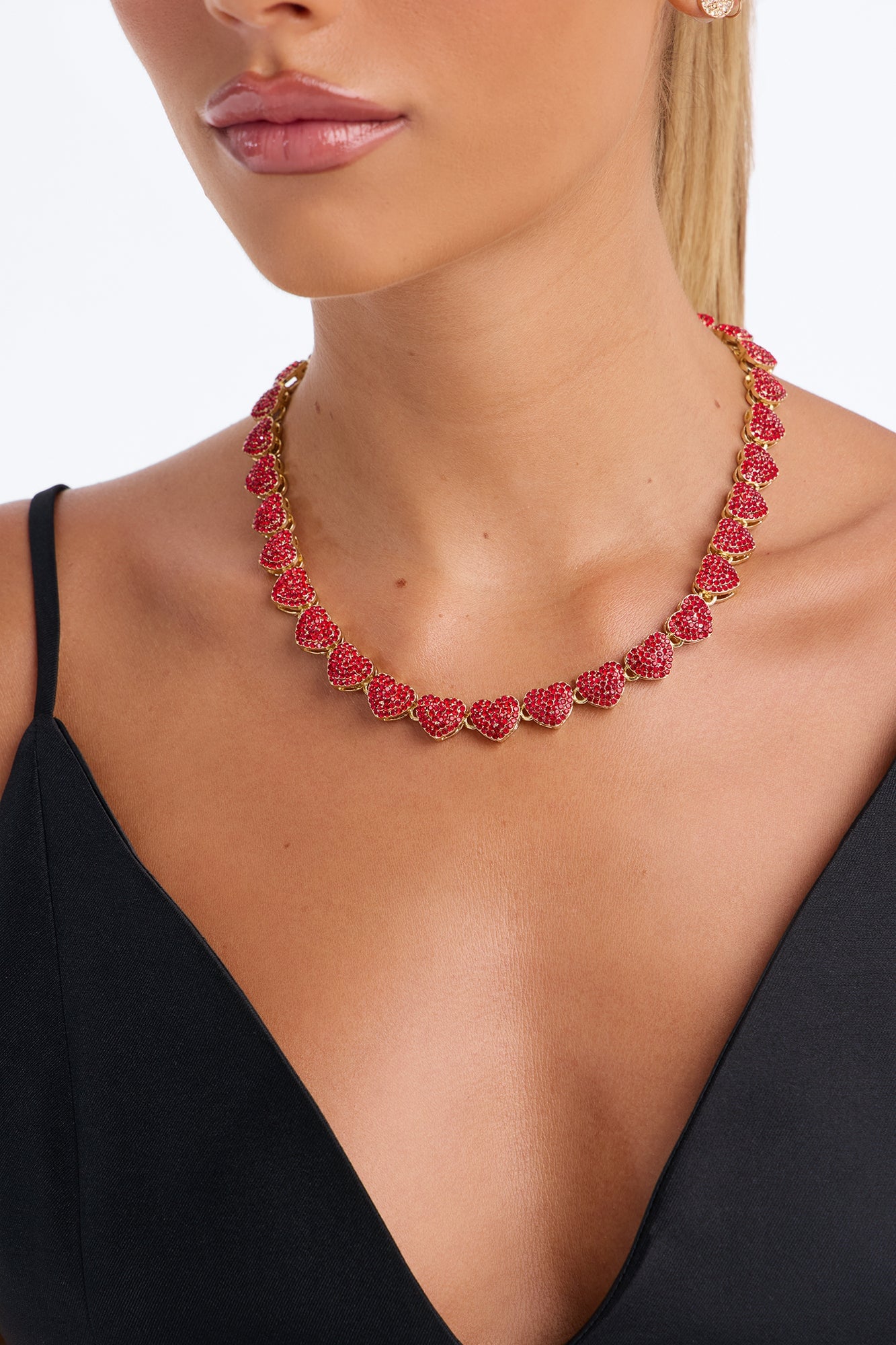 LOML Heart Single Chain Necklace - Red image 2