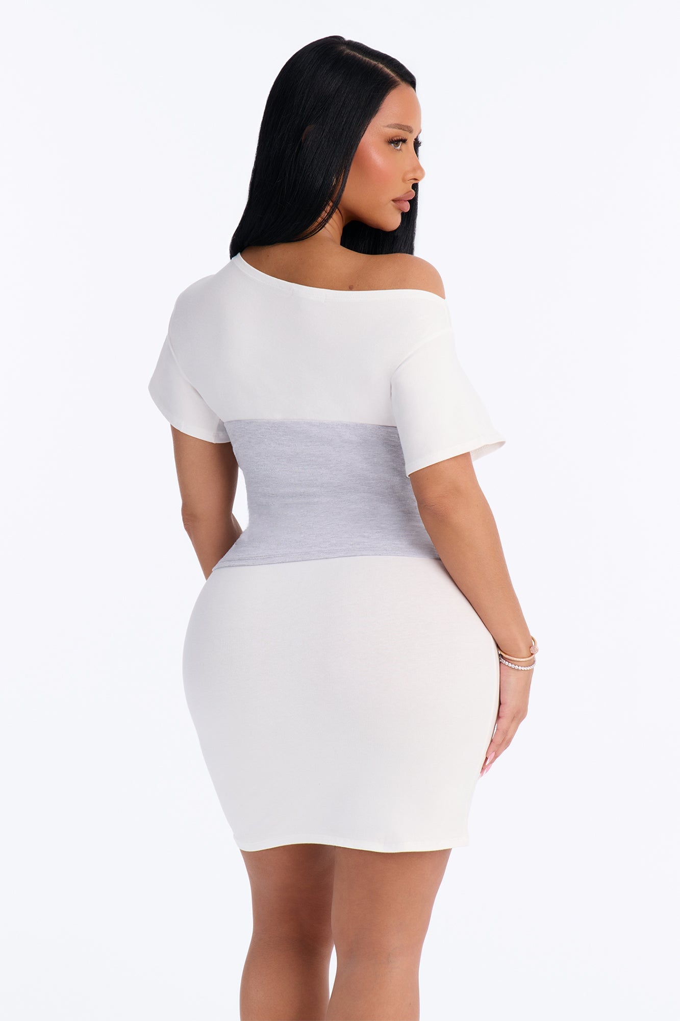 Josie Short Sleeve Cotton Mini Dress - White/combo image 3