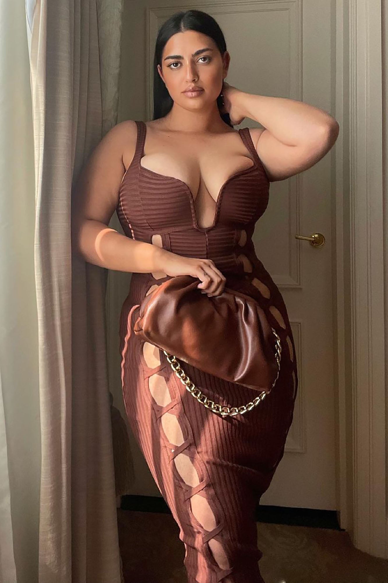 No Cuts Given Bandage Midi Dress - Brown image 2