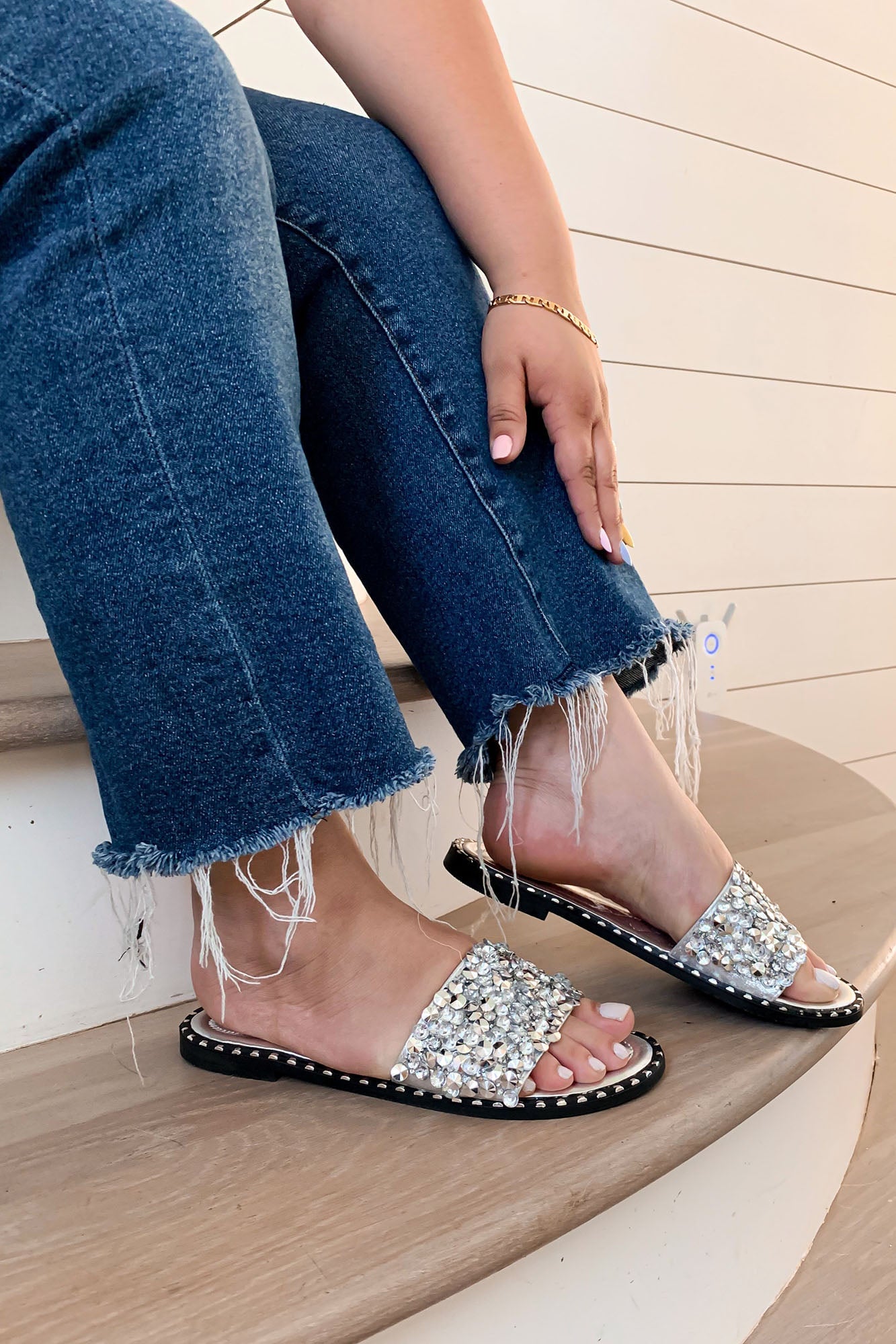 Not Looking Back Flat Sandals - Silver image 1
