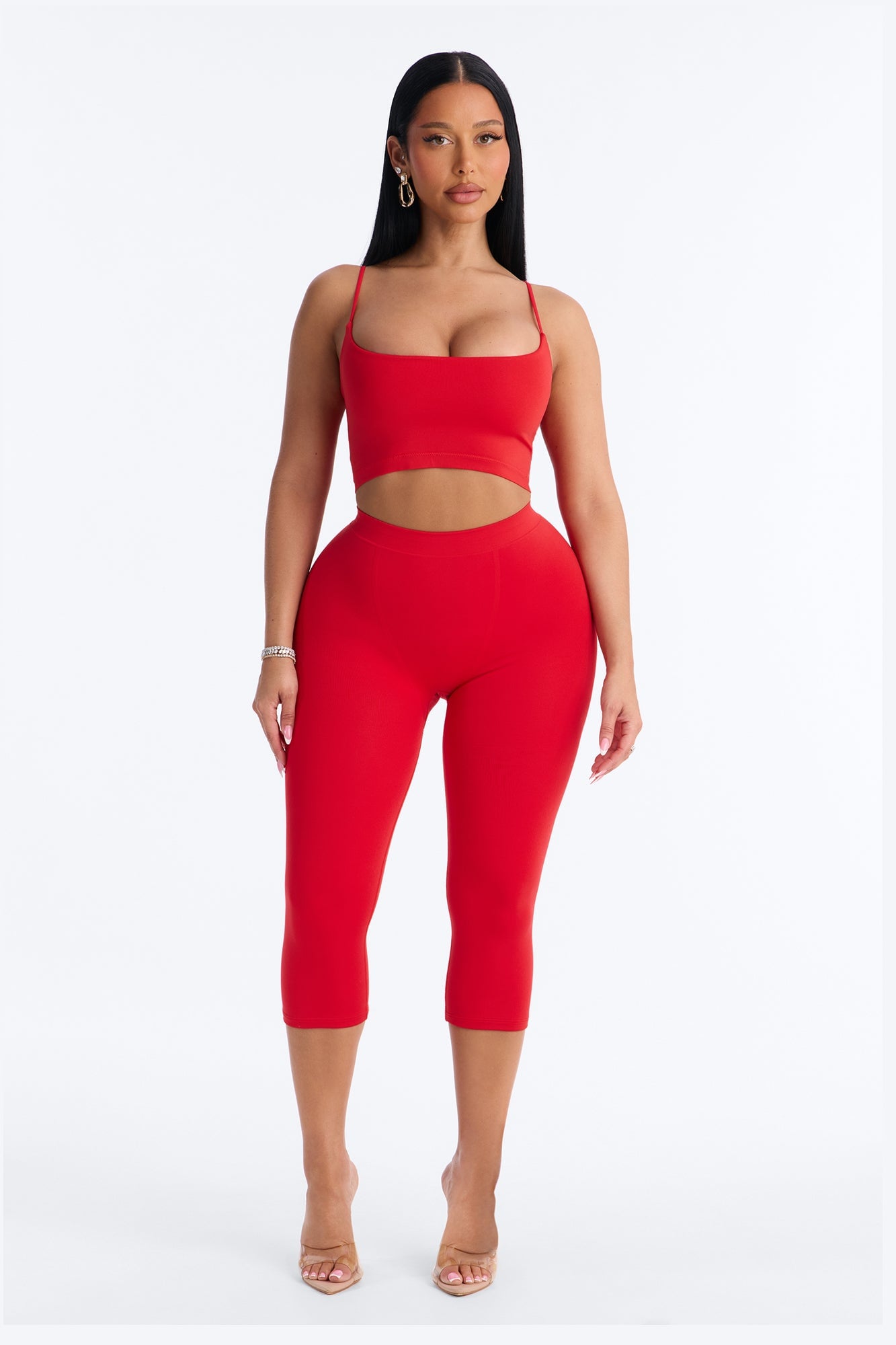 Seamless Smooth Base Layer Double Lined Cami Crop Top - DarkRed image 6